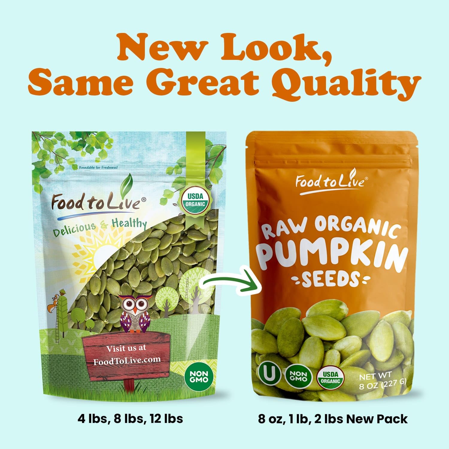 Food to Live Organic Raw Pepitas, 18 Pounds — Non-GMO, Pumpkin Seed Kernels, Unsalted, No Oil, No Shell, Vegan, Kosher, Bulk. Keto Snack.