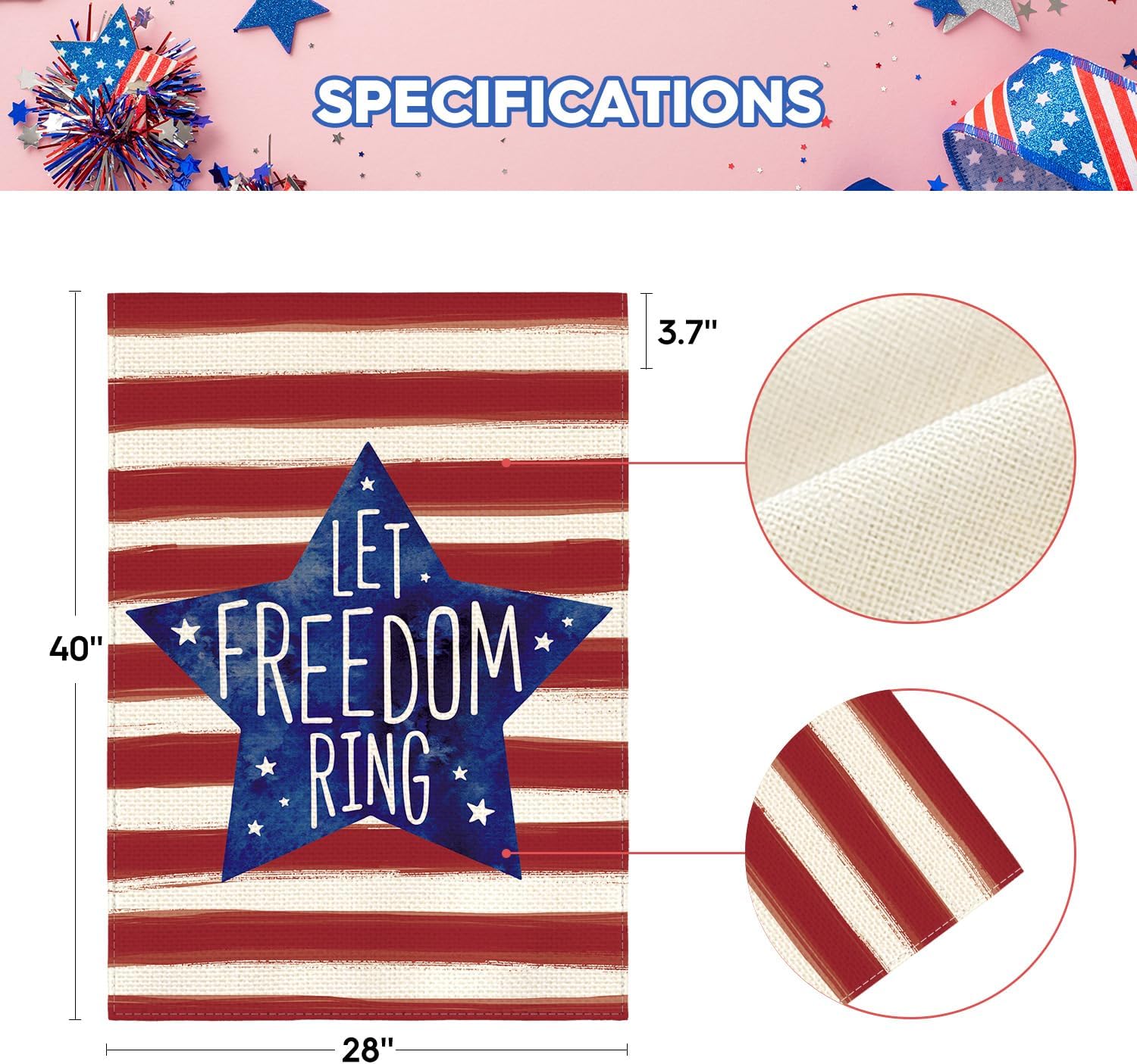 AVOIN colorlife Let Freedom Ring Patriotic 4th of July Garden Flag 12x18"