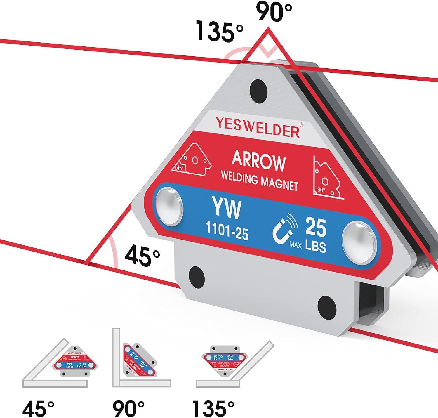 YESWELDER 4-Pc Welding Magnet Set, 50 lb Holding Power Welding Accessories