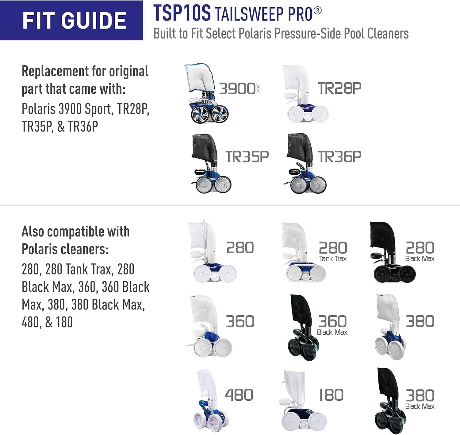 Polaris Genuine Parts TSP10S TailSweep PRO Replacement for Polaris Pressure-Side Pool Cleaners 280, 3900 Sport, 380, 360, 180