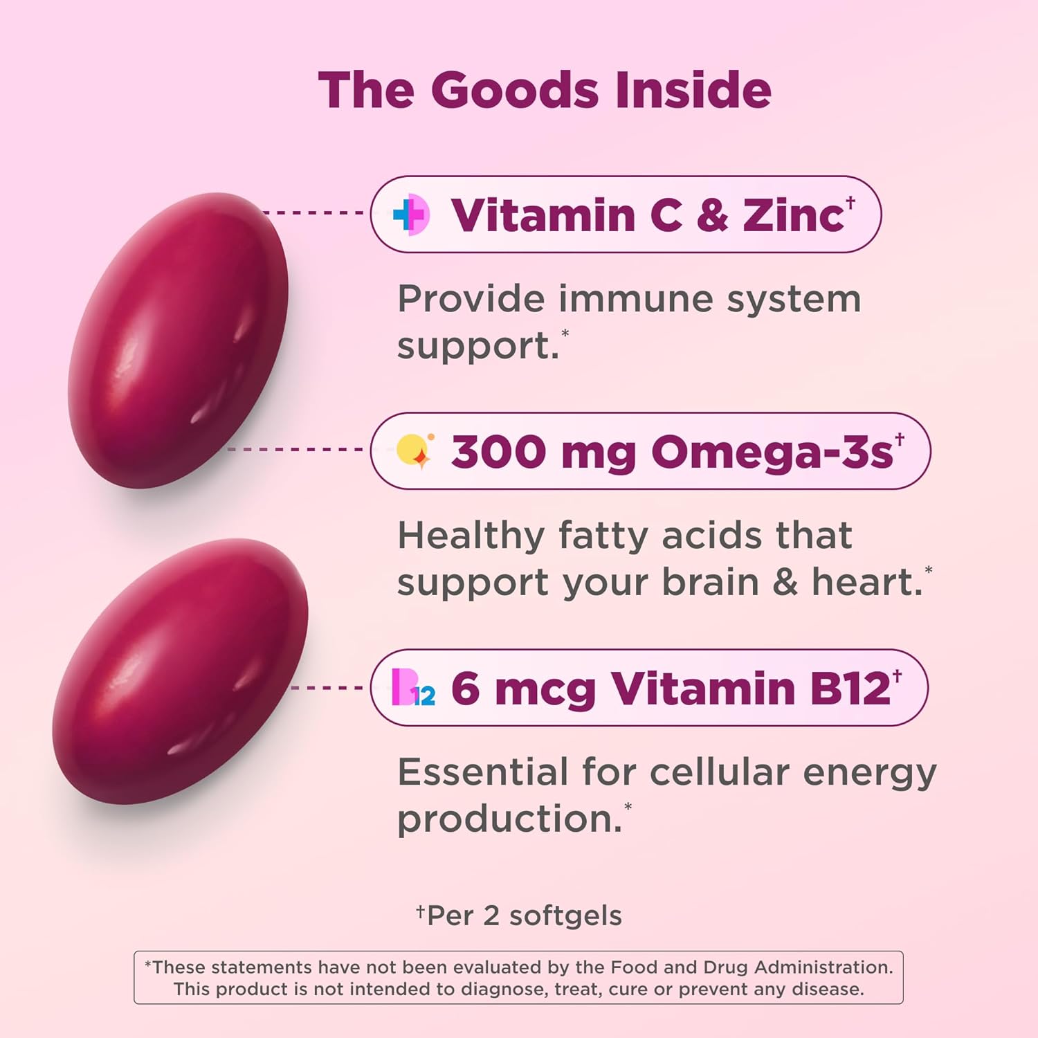 OLLY Ultra Strength Women's Multivitamin Softgels, Omega-3s - 60 Count
