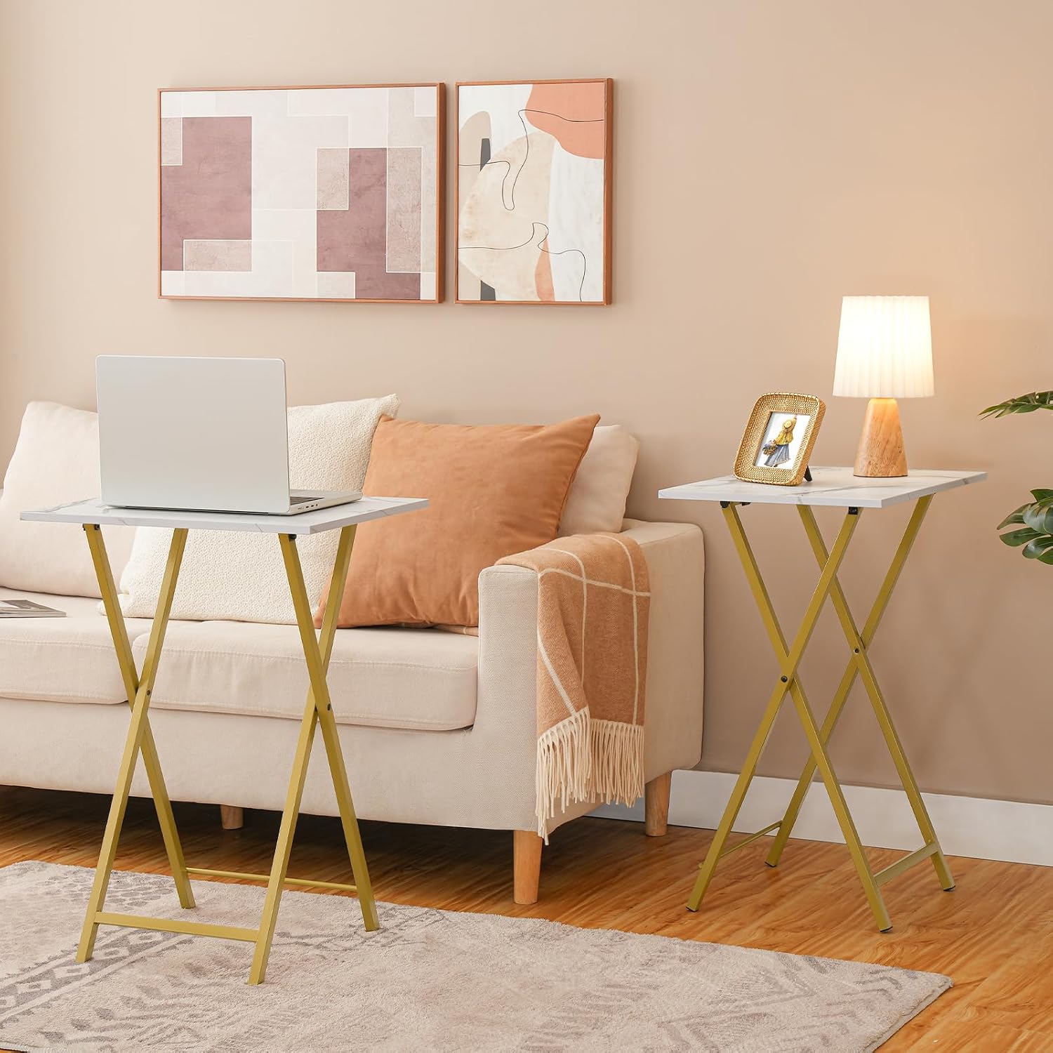 HOOBRO Folding TV Table, TV Tray, Stable Snack Table for Small Space, Portable Sofaside Desk, Easy Assembly and Storage