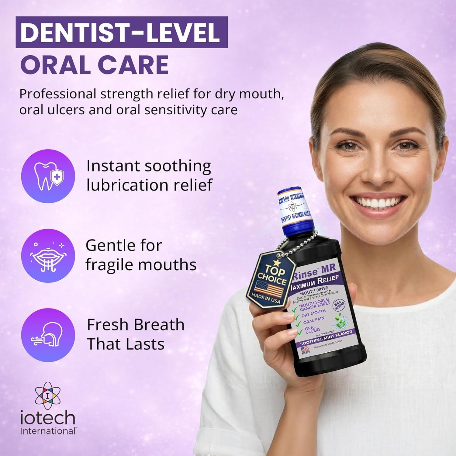 ioRinse RTU Halitosis Mouthwash, Molecular Iodine Oral Rinse, Soft Mint, 1L