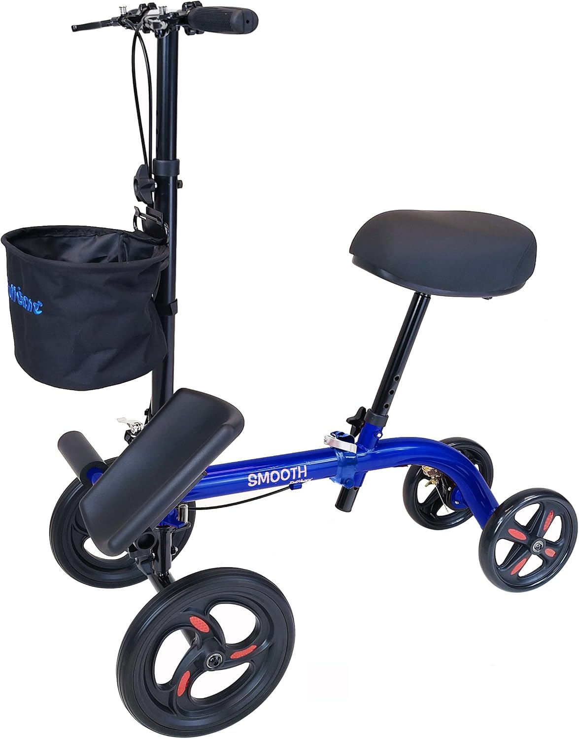 Smooth Seated Knee Scooter, Slow Propelled Steerable Mobility Knee Walker Crutches, Wheelchair Alternative with Dual Brakes
