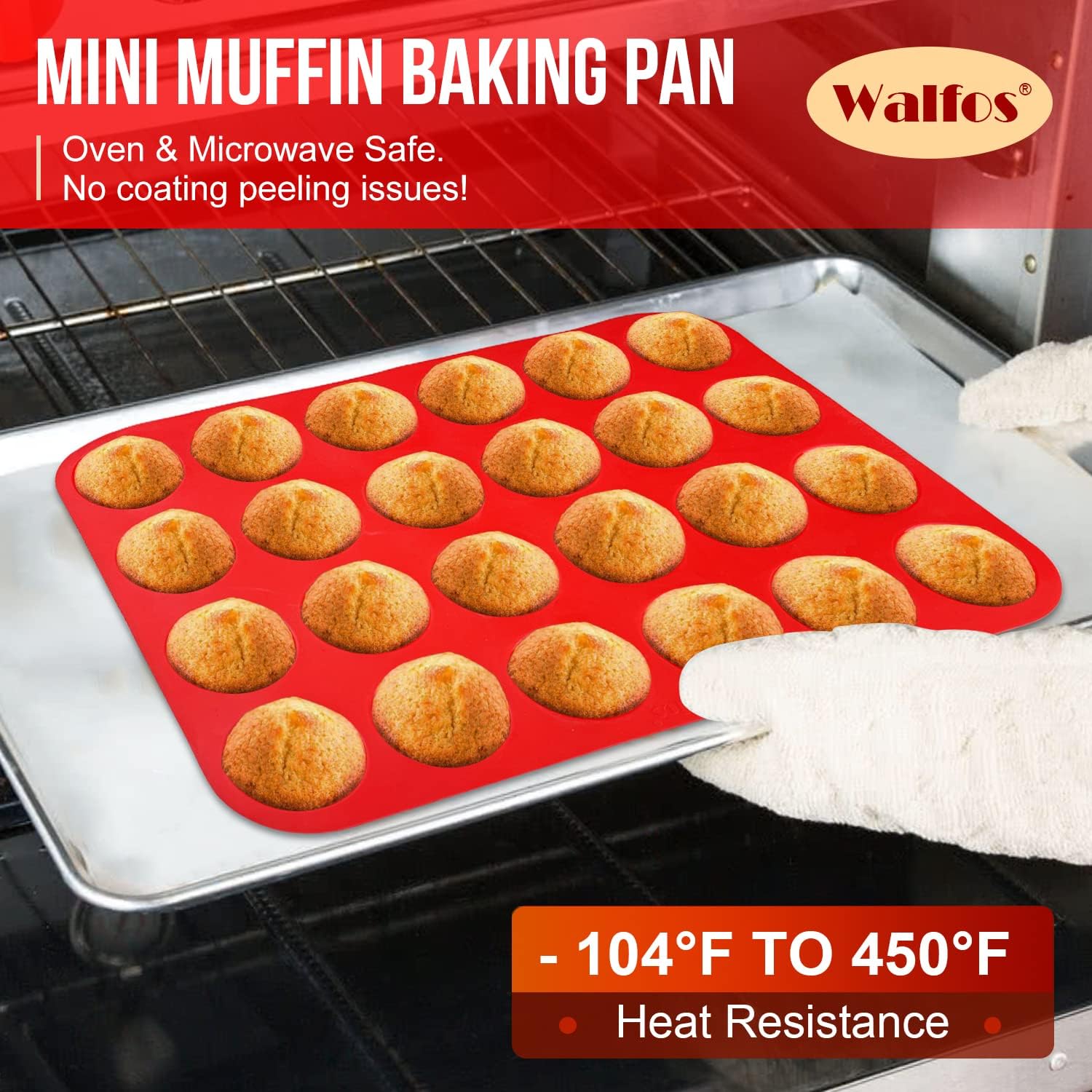 Walfos Silicone Texas Muffin Pan - 6 Cup Jumbo Silicone Cupcake Pan, Non-Stick, Just Release! Perfect for Egg Muffin