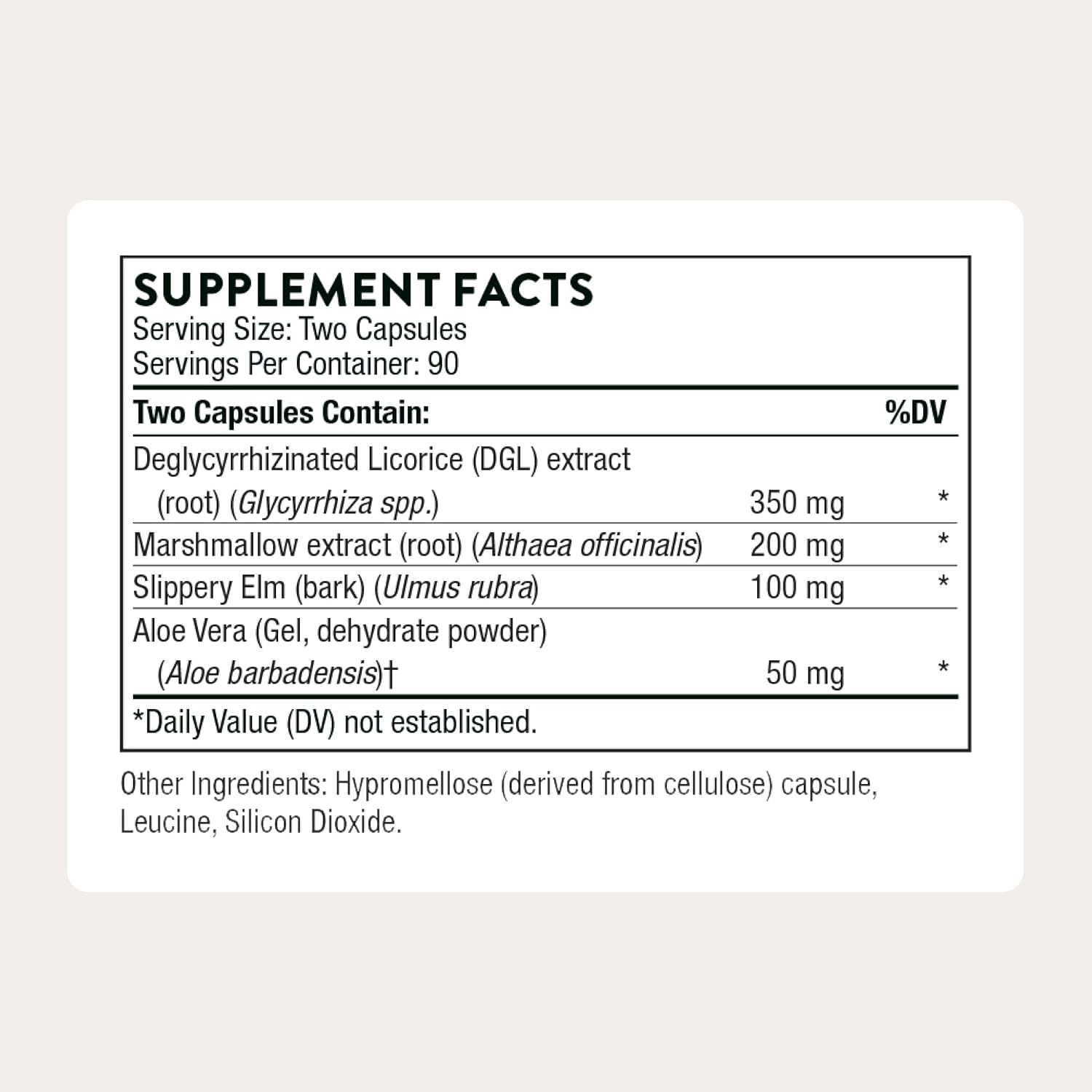 THORNE GI Relief, DGL, Slippery Elm, Marshmallow Root & Aloe, 180 Capsules | Eases Digestive Discomfort & Soothes Esophageal Irritation