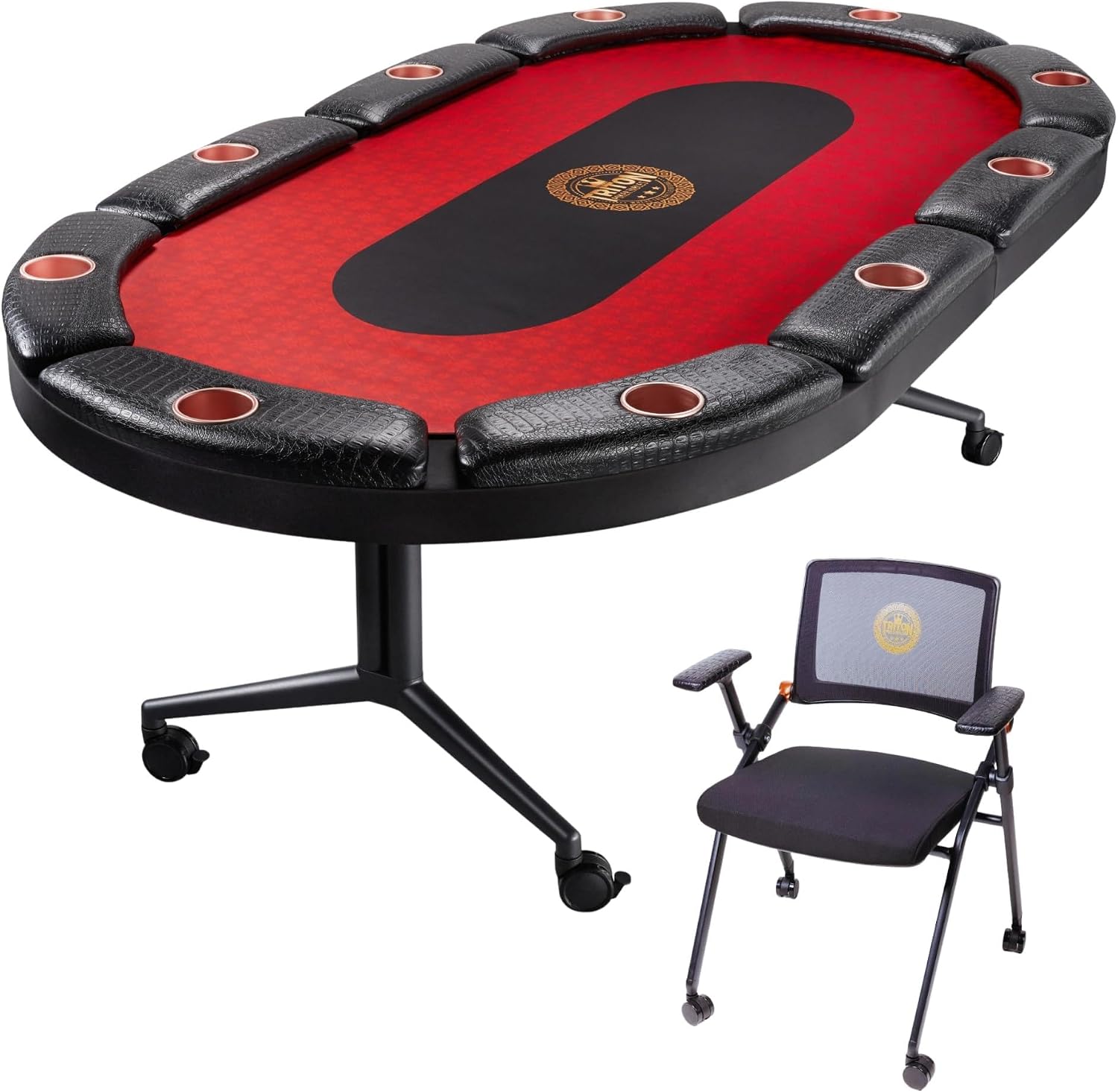 Triton Premium Foldable Poker Table - Poker Table for 10 Players Long-Lasting, Luxurious Vegas Style Casino Experience at Home
