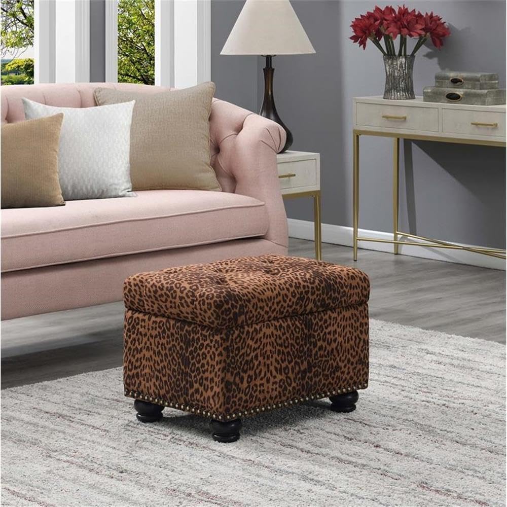Convenience Concepts Designs4Comfort 5th Avenue Storage Ottoman 24" - Contemporary Foot Stool and Seat with Hinged Lid for Living Room, Dining Room, Office, Den, Espresso Faux Leather