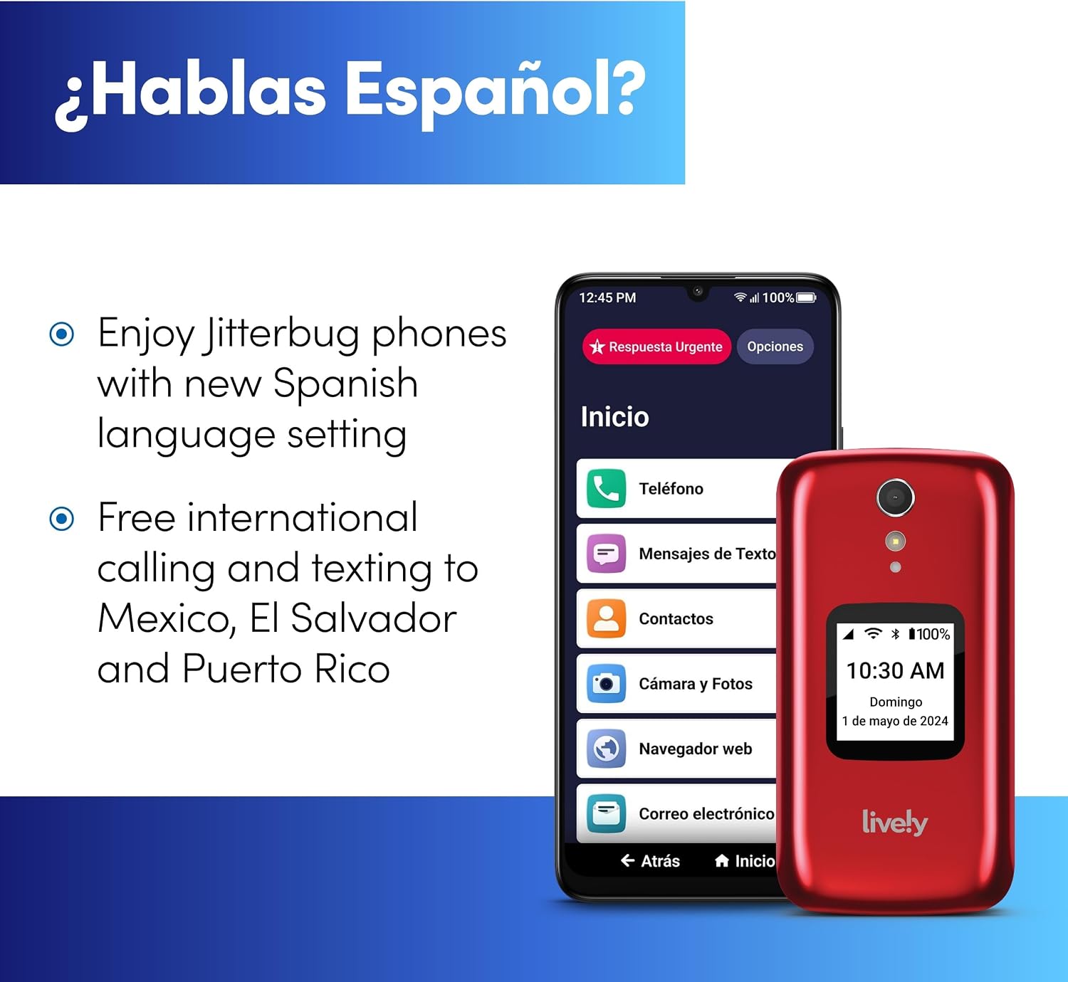 LIVELY Jitterbug Flip Cell Phone for Seniors, Flip2, Red