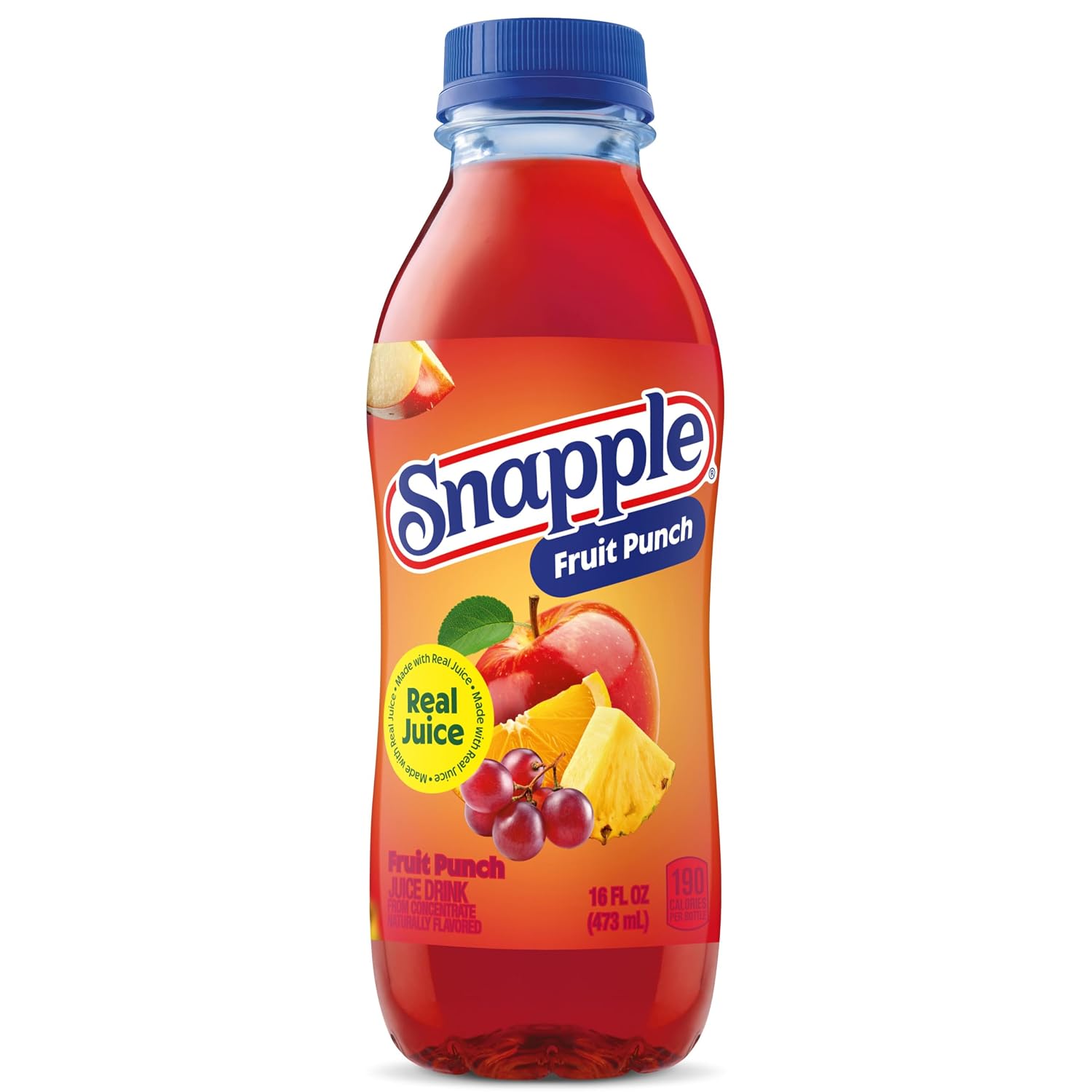 Snapple Apple Juice Drink, 16 Fl Oz Recycled Plastic Bottle, All Natural, No Artificial Flavors Or Sweeteners, Gluten-free, Contains 10% Real Juice 12 Pack