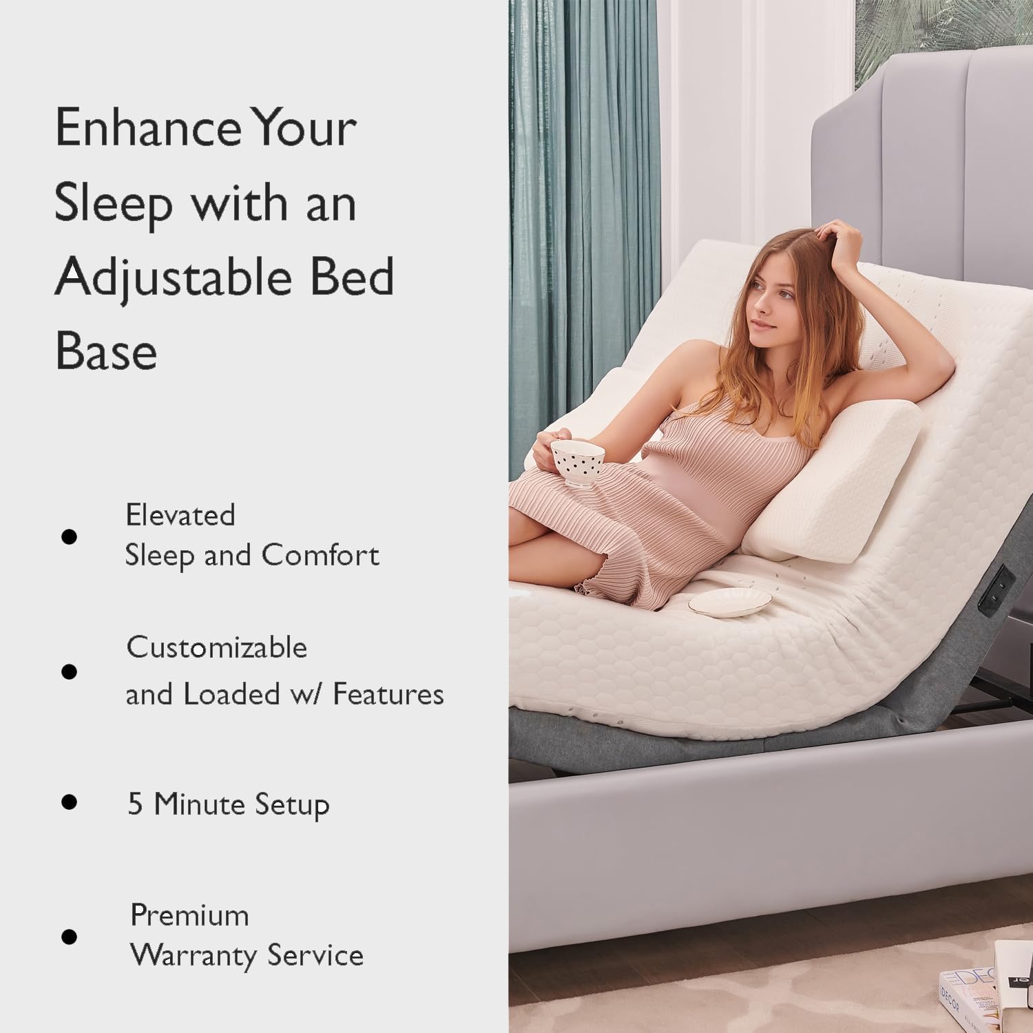 Irvine Home Collection Twin XL Adjustable Bed Base | Dual Massage | USB Ports | Zero Gravity | Anti-Snore | Memory Positions | Under Bed Lighting