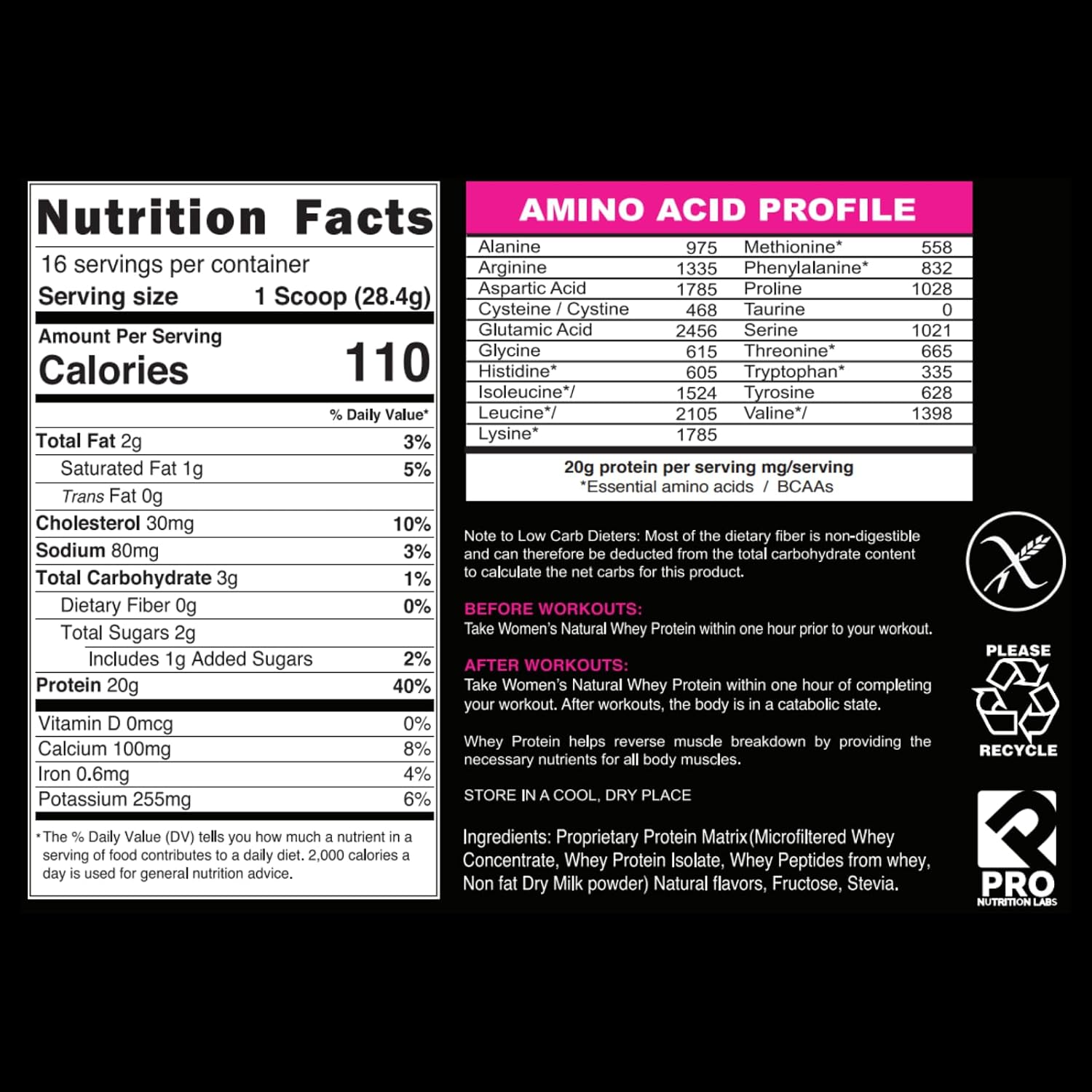Whey Protein Powder for Women - Supports Lean Muscle Mass - Low Carb - Gluten Free - Grass Fed and Rbgh Hormone Free Whey Protein Chocolate Powder