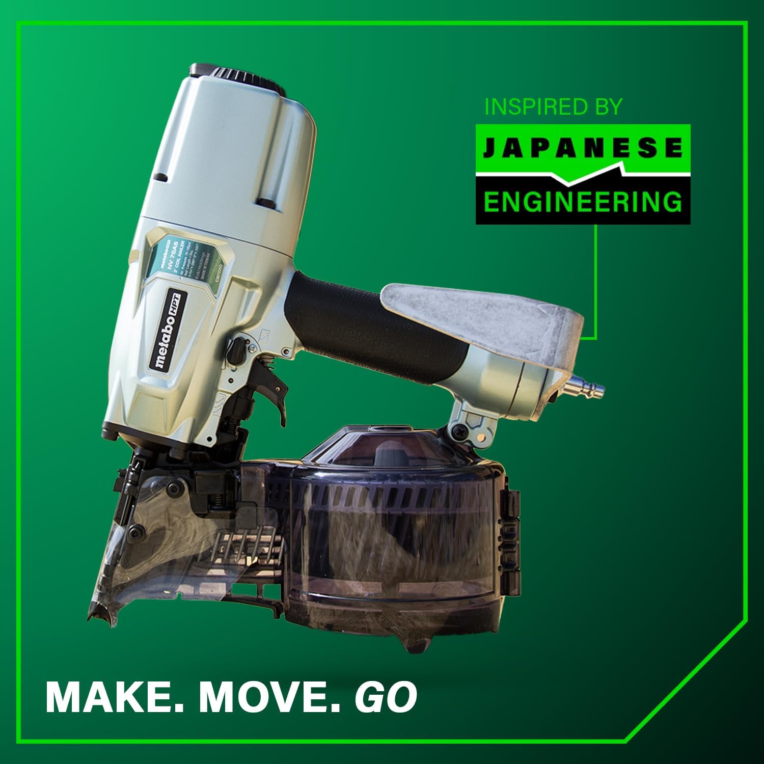 Metabo HPT Pneumatic Coil Nailer for Siding and Framing, NV75A5 | 16° Wire Collated Nails 1-3/4" to 3", 15° Plastic Strip Nails to 2-1/4"