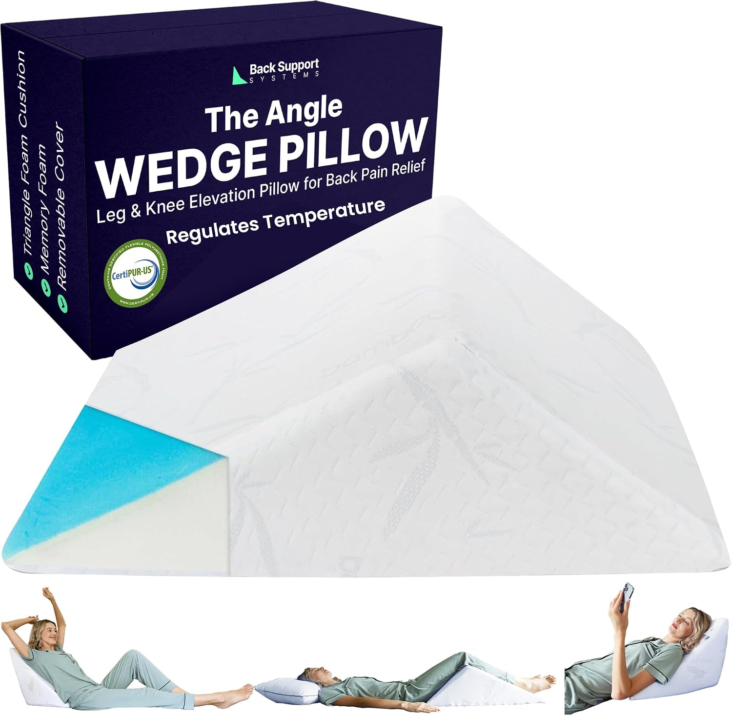 The Angle Wedge Pillow – Leg & Knee Pillow Wedge for Sciatica Pain Relief, Body Pain, Lumbar Decompression – Triangle Foam Cushion Bed Bolster for Lower Back Support, Small | Leg and Knee Pillow Wedge, Body Pain, Lumbar Decompression, Triangle Foam Cushi…