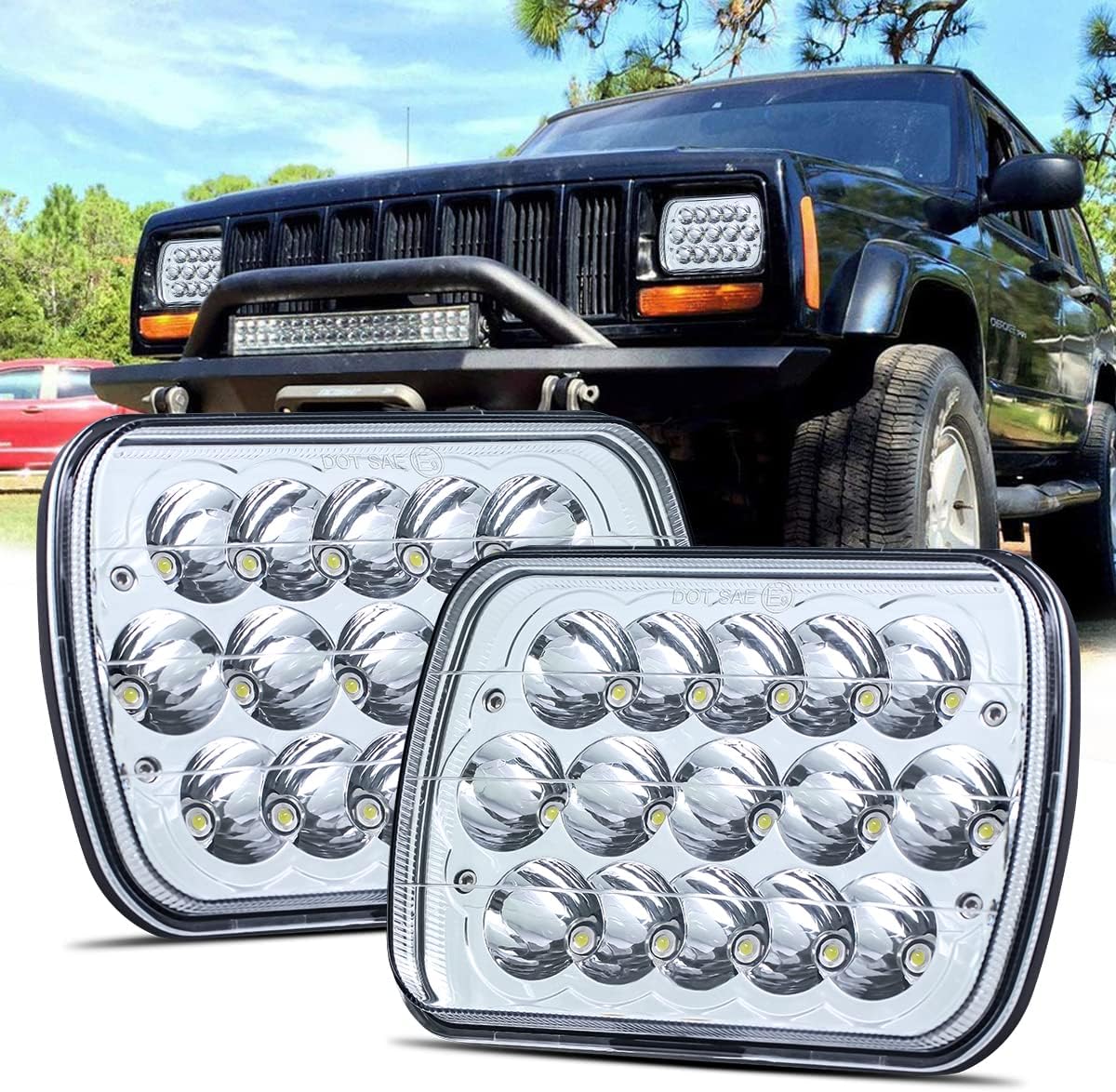 LEDMIRCY 5x7 LED Headlights, H6054 LED Headlights Hi/Lo Sealed Beam 2PCS