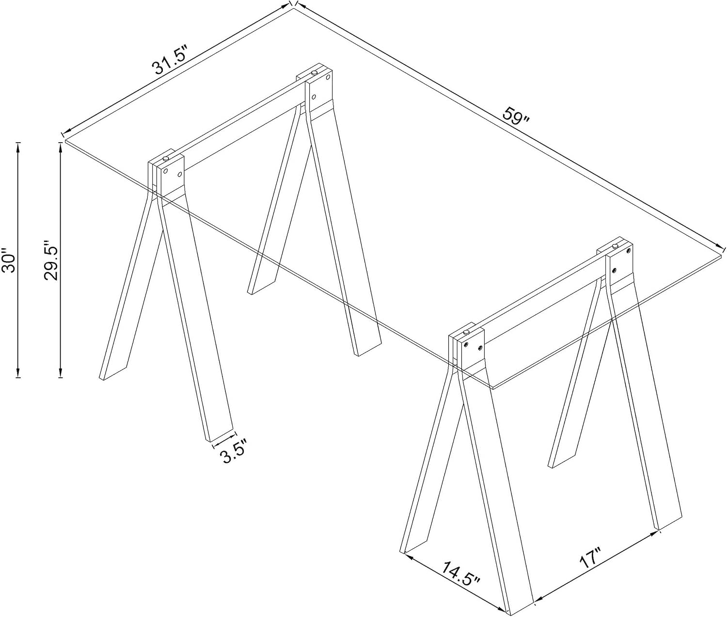 Coaster Home Furnishings – Amaturo – Glass & Metal – 59-Inch Transparent Design Writing Desk with Tempered Glass Top, Chrome Supports
