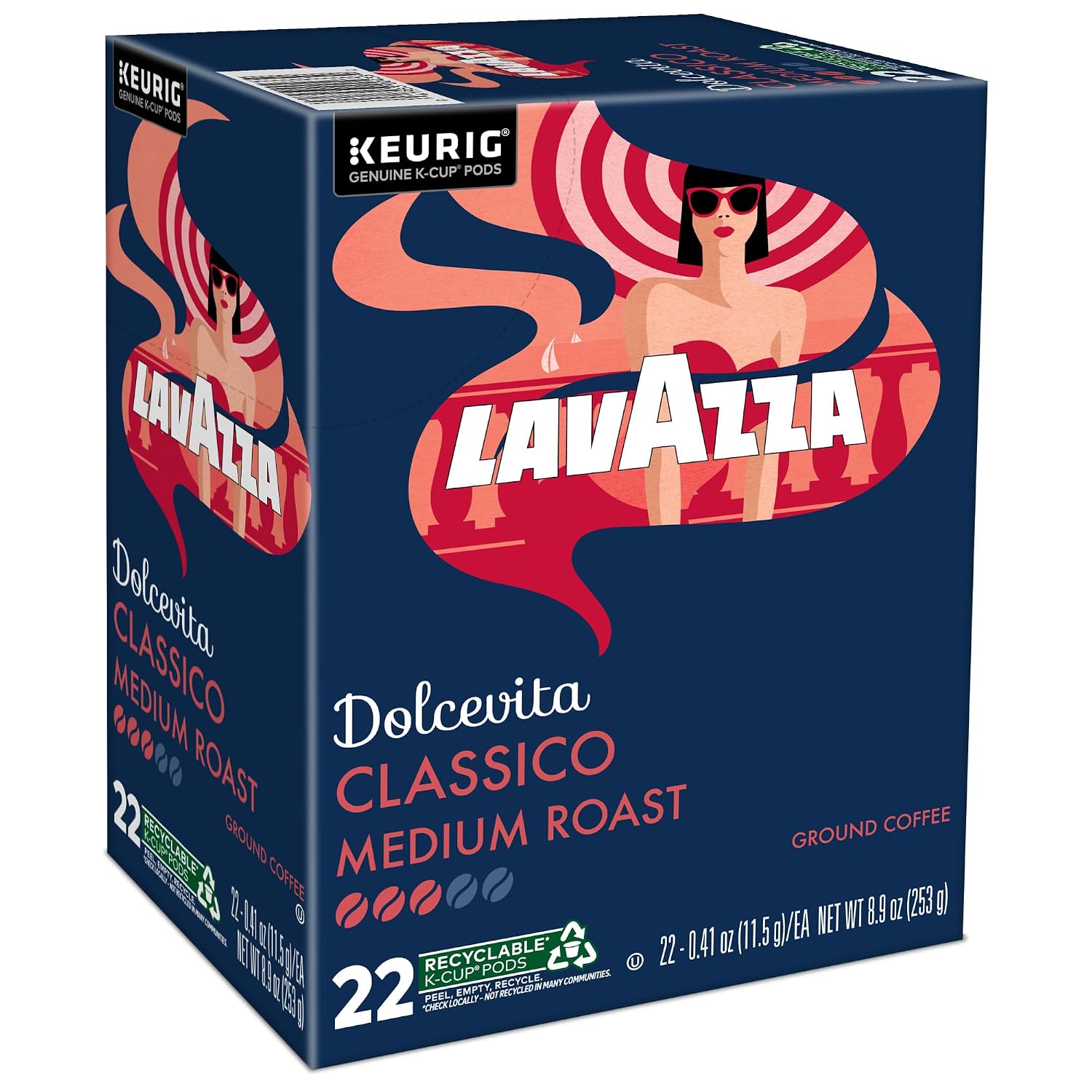 Lavazza Espresso, Single-Serve Keurig K-Cup Pods, Medium Roast Coffee, 32-Count Box