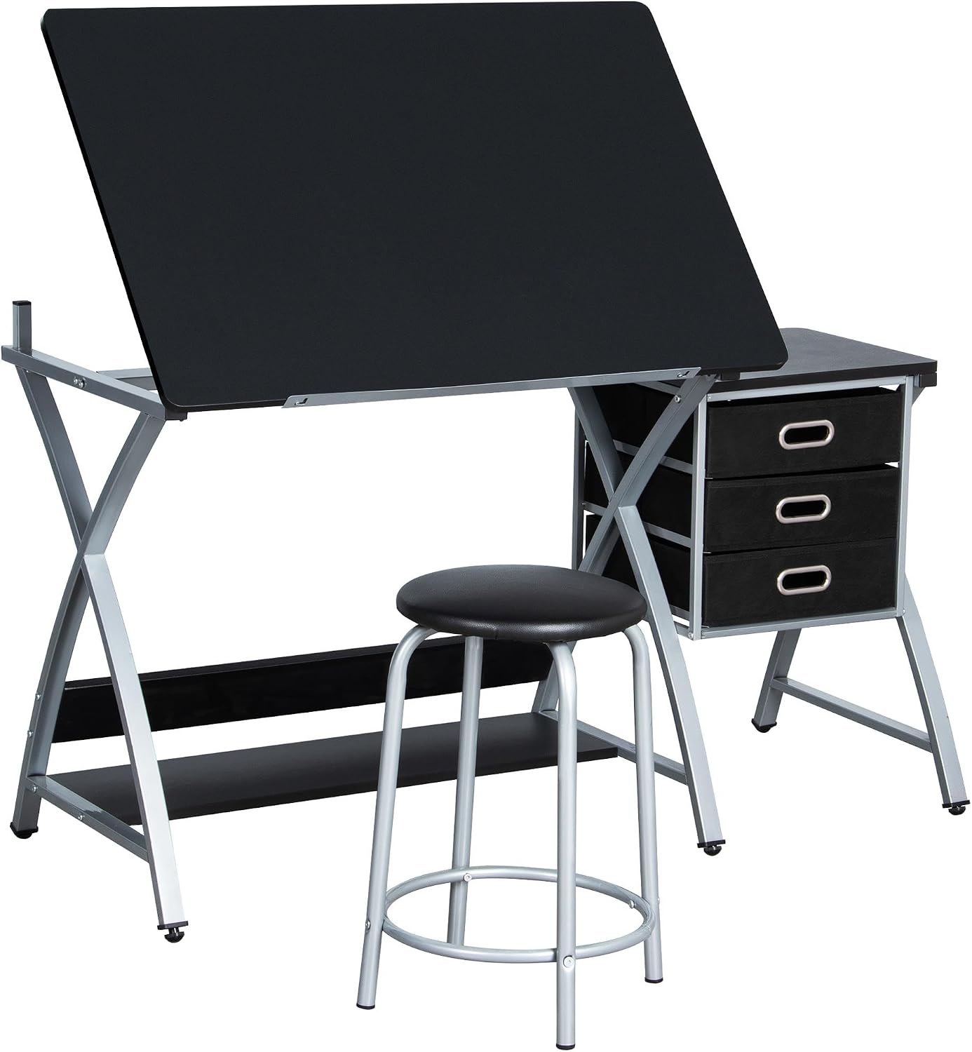 Yaheetech Drafting Table with Storage & Stool