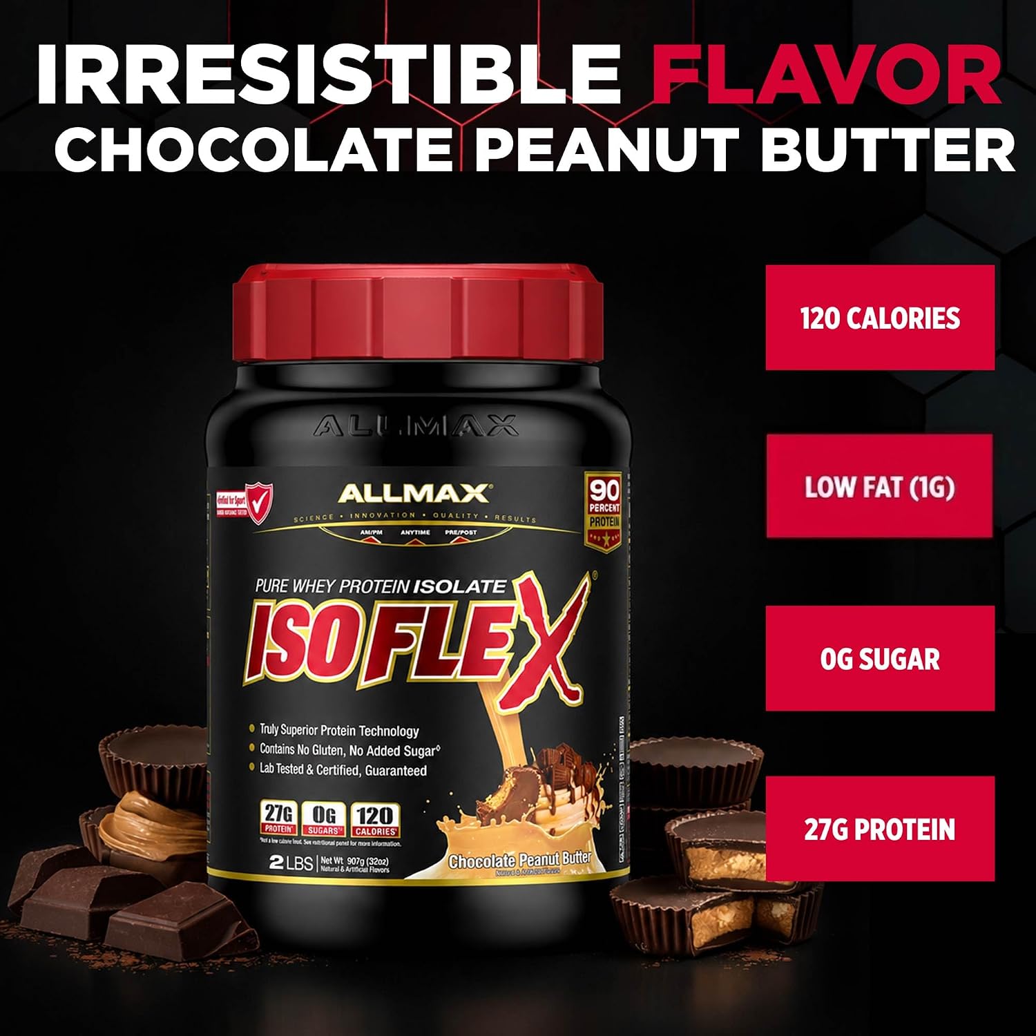 ALLMAX ISOFLEX Whey Protein Isolate, Chocolate Peanut Butter, 5 lb