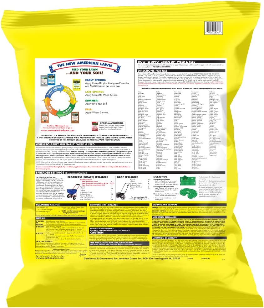 Jonathan Green (12345) Green-Up Weed & Feed - 21-0-3 Grass Fertilizer & Weed Killer (15,000 Sq. Ft.)
