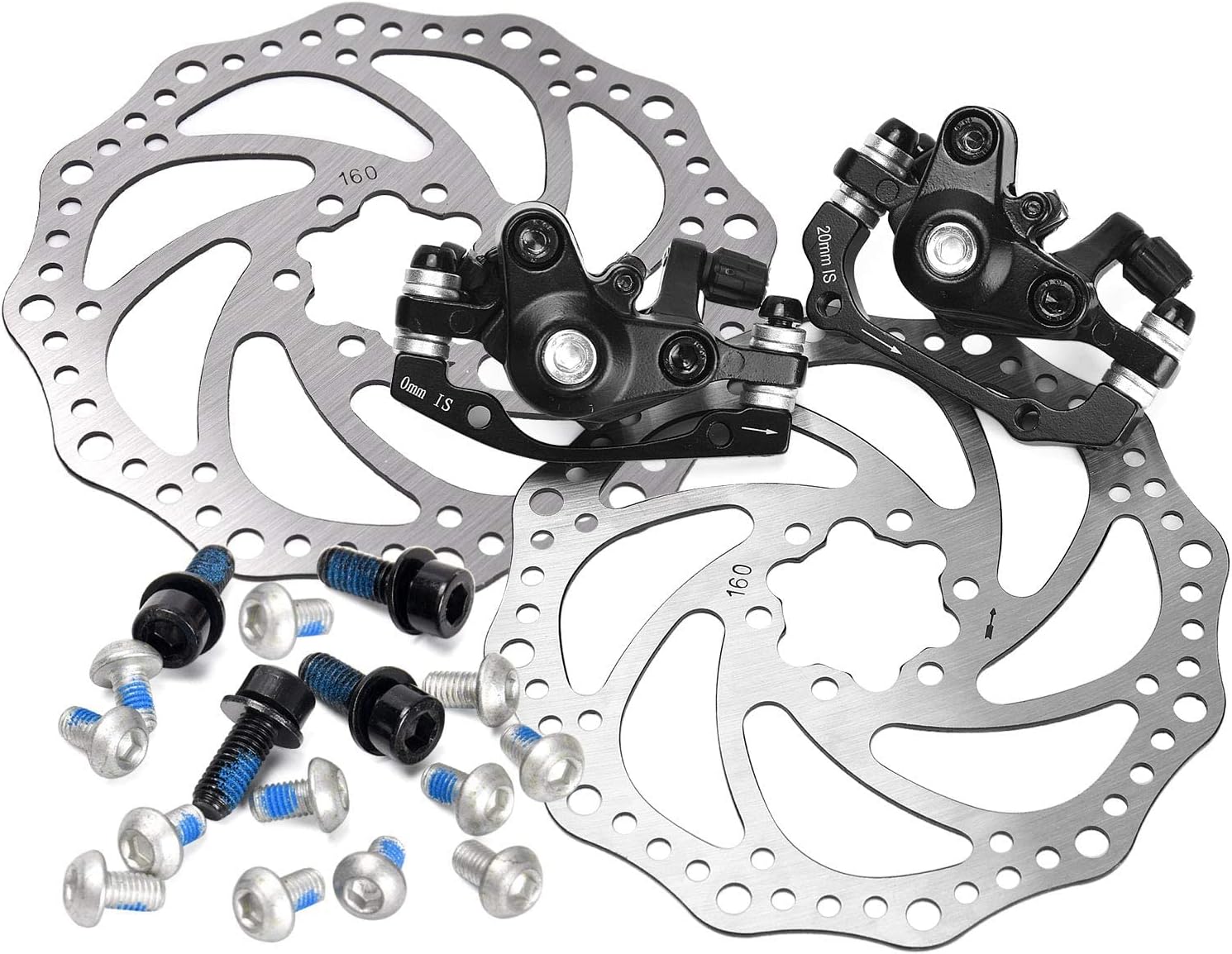 TOBWOLF MTB Cable Disc Brake Kit, Front Rear Calipers with 160mm Rotors