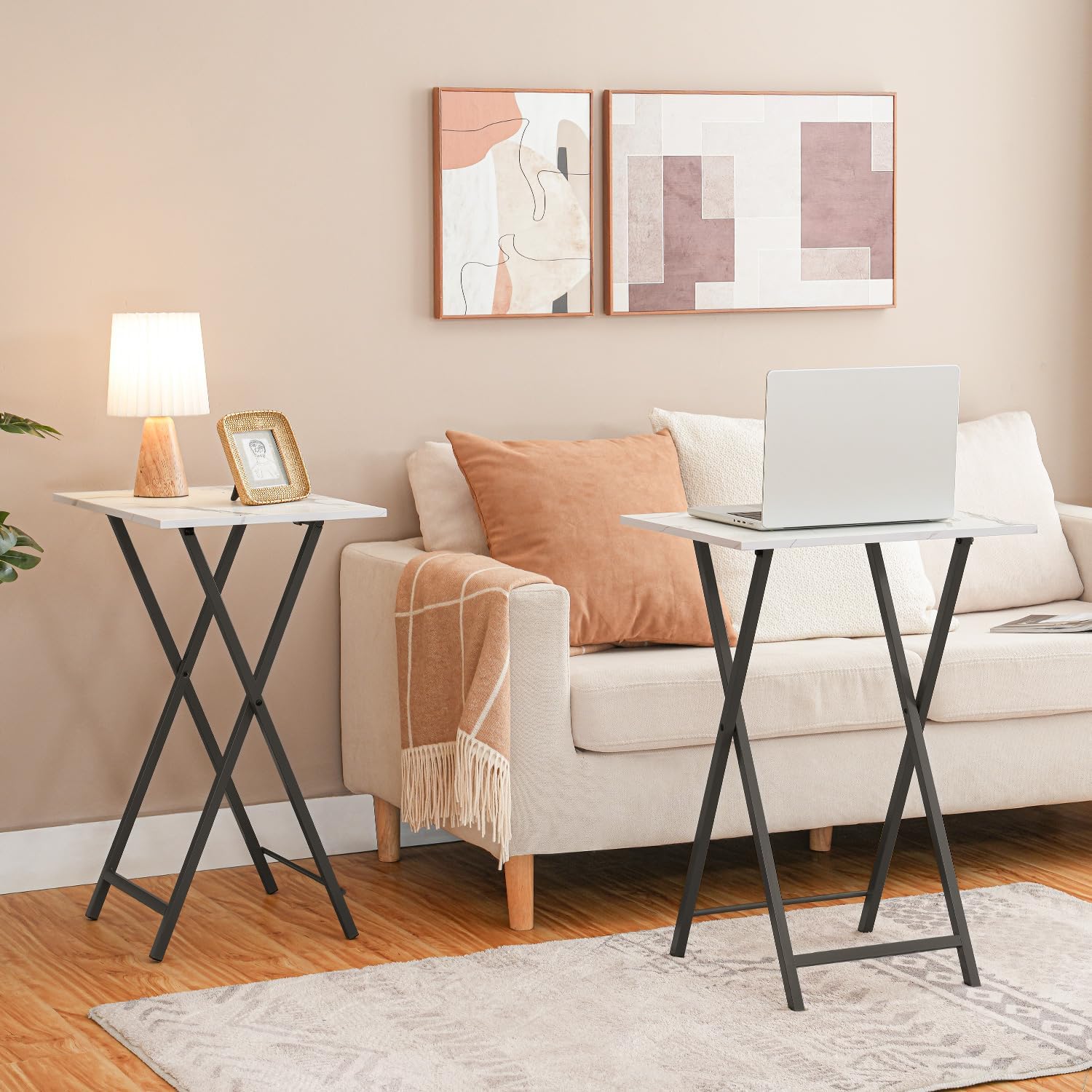 HOOBRO Folding TV Table, TV Tray, Stable Snack Table for Small Space, Portable Sofaside Desk, Easy Assembly and Storage