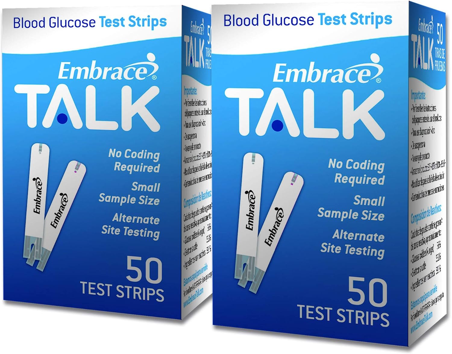 Omnis Health Embrace Blood Glucose Test Strips 100ct | Compatible with Embrace Talk Meters and No Code Meters