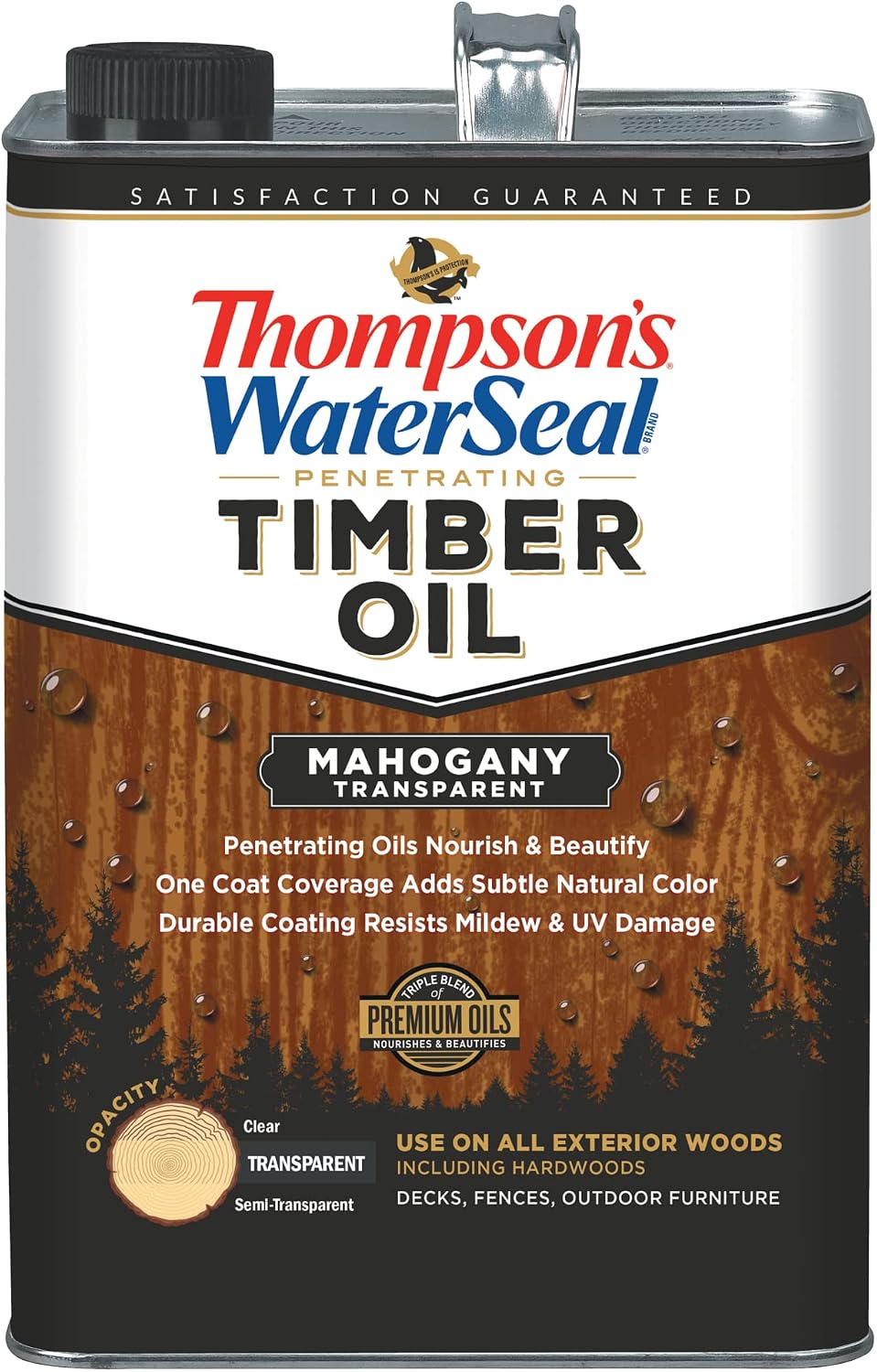 Thompson's WaterSeal TH.049851-16 Penetrating Transparent Timber Oil, Mahogany, 1 Gallon