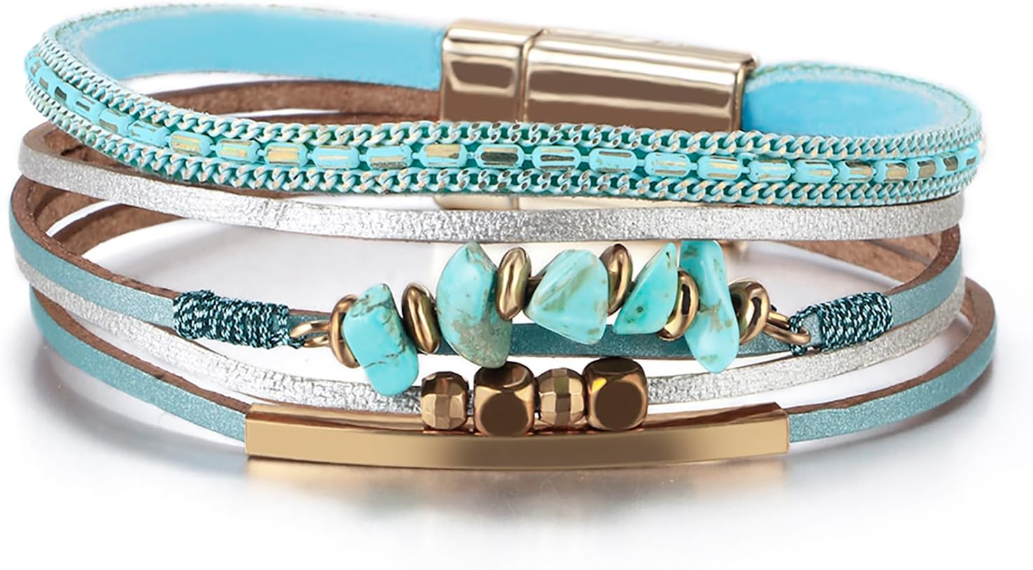 Fesciory Leather Wrap Bracelets for Women, Boho Western Layered Jewelry