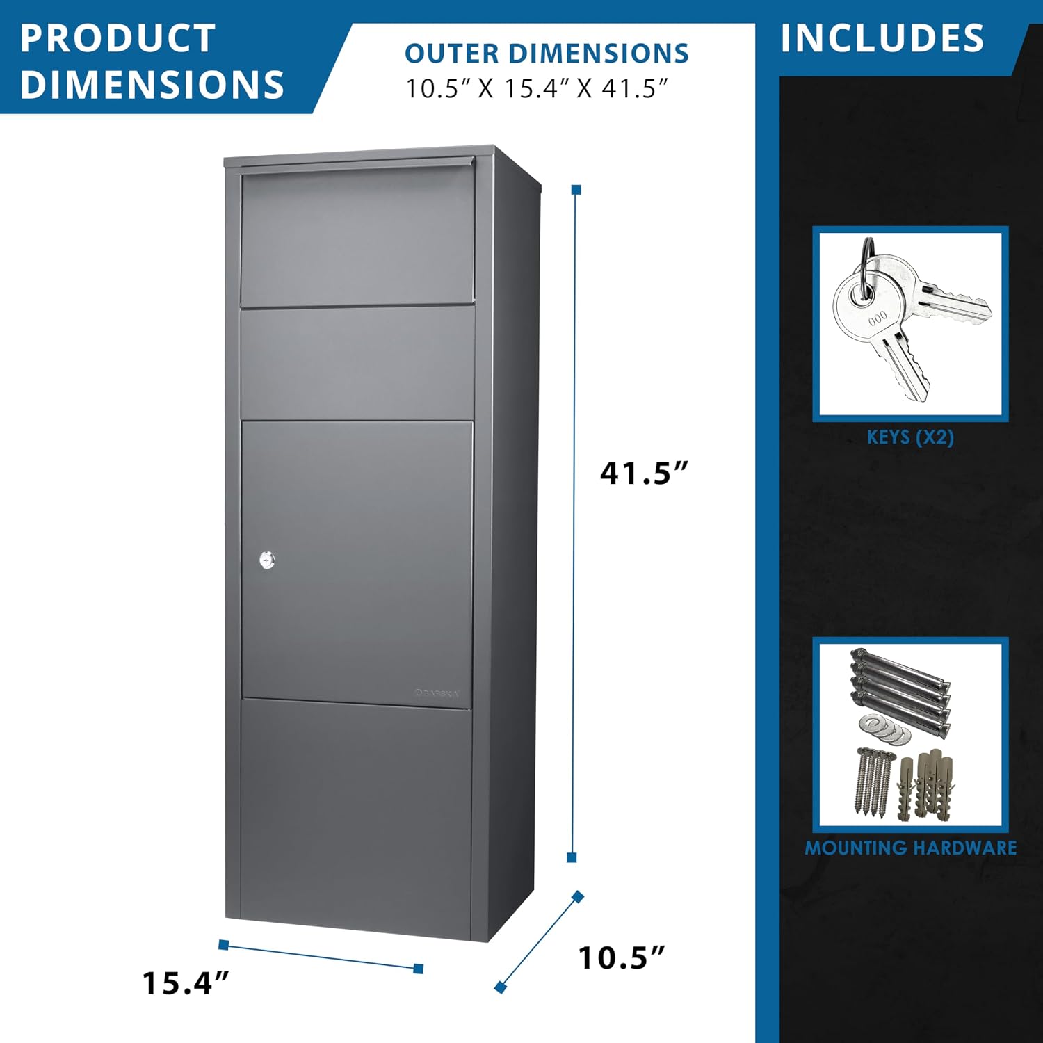 Barska Large Package Delivery Parcel Mail Steel Drop Box for Porch with Tamper-Resistant Drop Slot & Key Lock