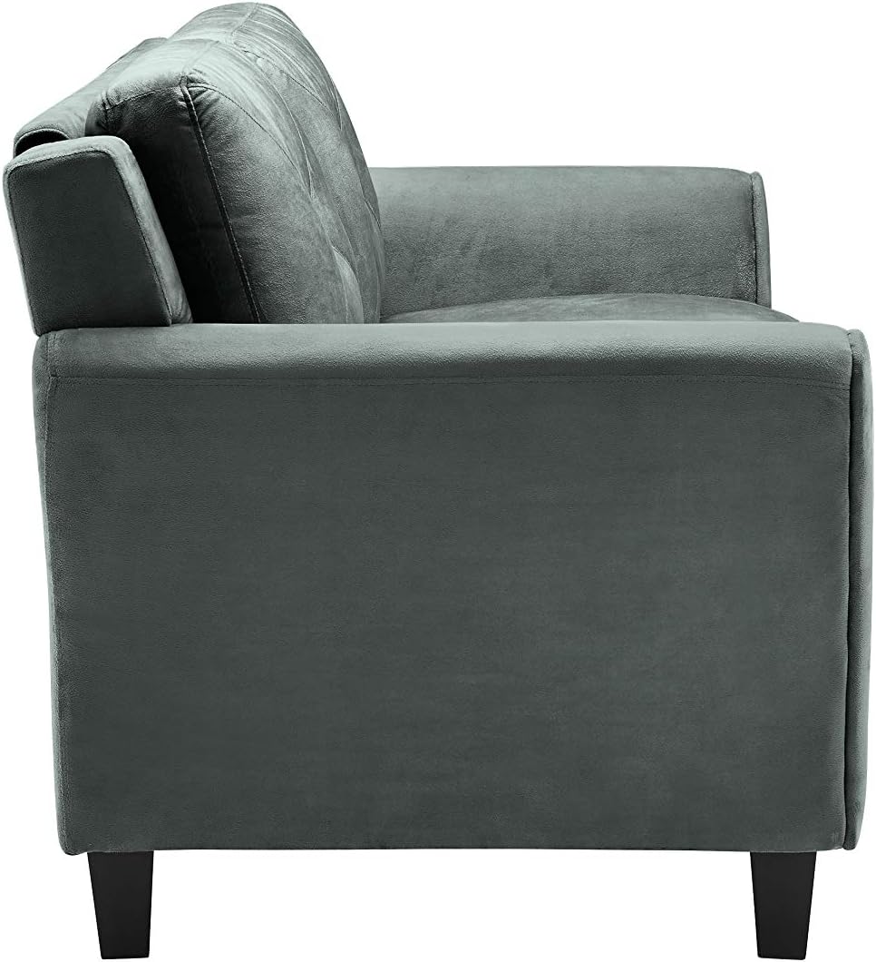 Studio Living Harrington 57.9" Loveseat, Transitional Modern, Pocket Coil Comfort, Easy Assembly, Microfiber Fabric, Dark Grey