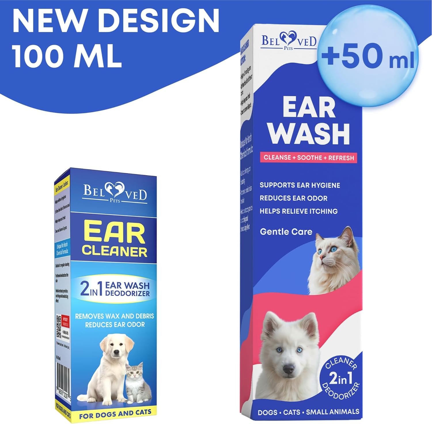 Cat & Dog Ear Cleaner Drops & Wash Solution - Yeast Otic Infection Treatment & Itchy Ear Relief for Pet - Wax Remover & Flush Remedy for Any Pets