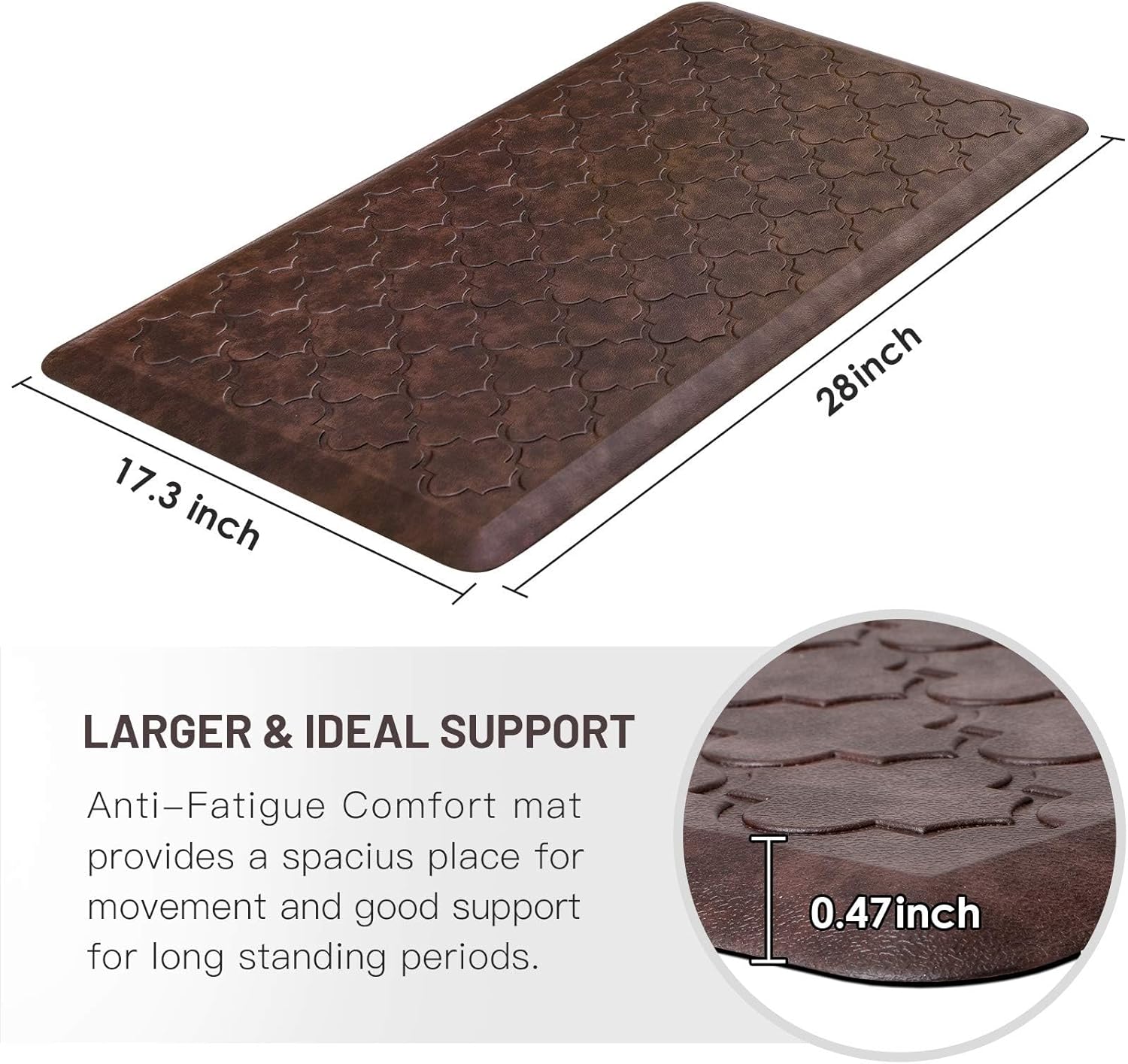 WISELIFE Kitchen Mat Cushioned Anti Fatigue Floor Mat, 17.3"x60", Thick Non Slip Waterproof Kitchen Rugs and Mats, Standing Mat for Floor, Home