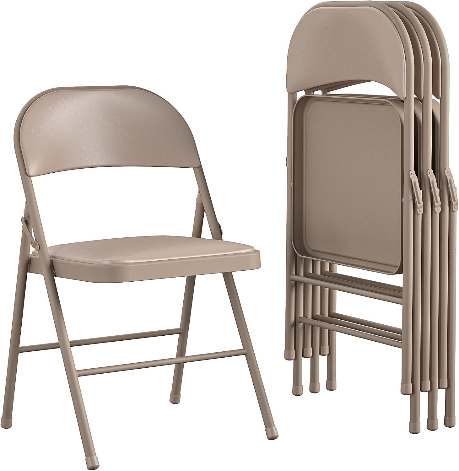 COSCO Vinyl Folding Chair, 4 Pack, Black