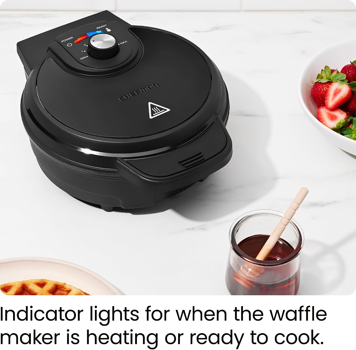 Chefman Rotating Belgian Waffle Maker, 180° Flip Iron w/ Non-Stick Plates, Adjustable Timer, Locking Lid, & Drip Plate, Space Saving Storage, Mess-Free Breakfast, Stainless Steel/Black