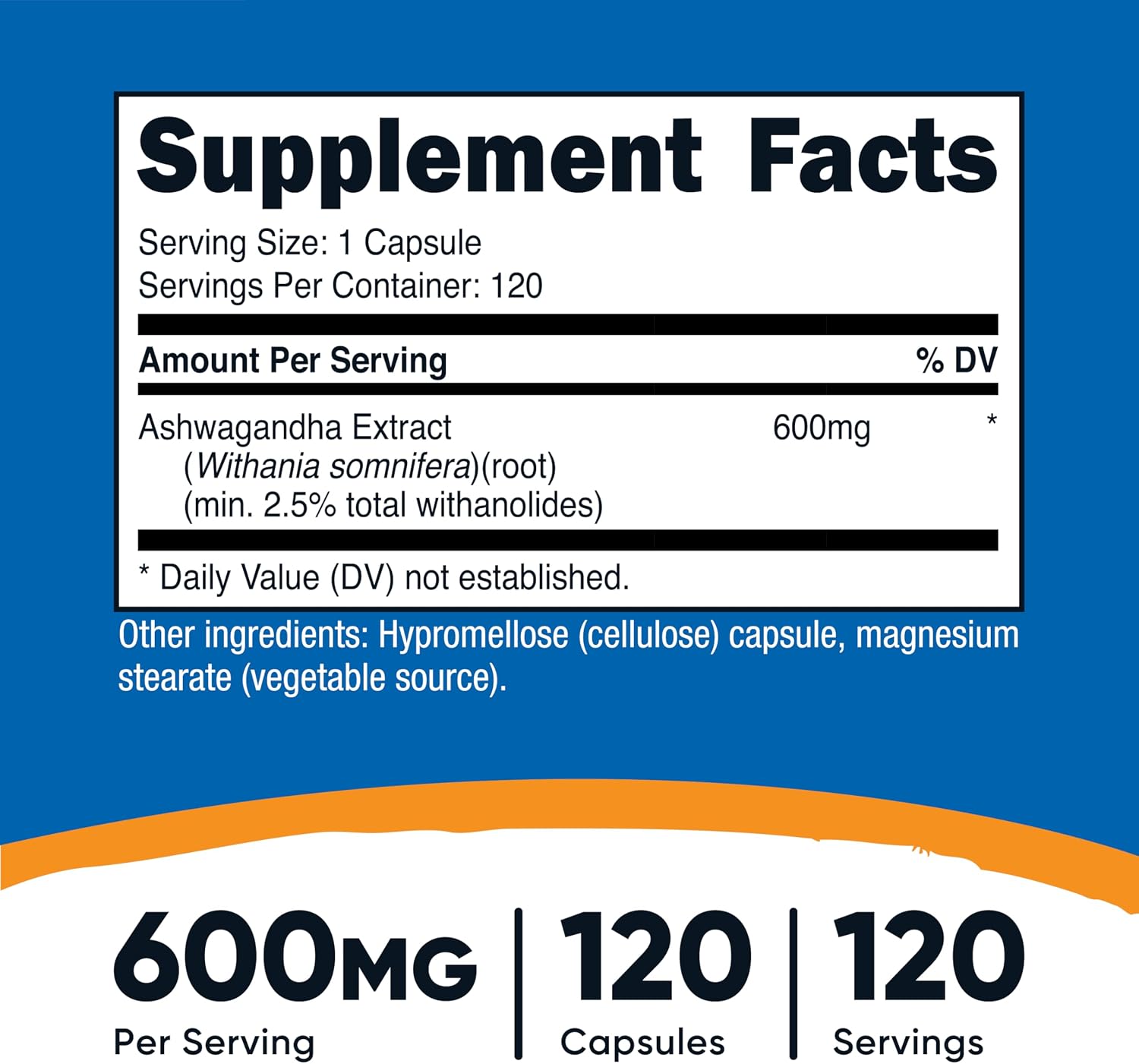 Nutricost Ashwagandha Herbal Supplement 600mg, 120 Capsules, Gluten-Free | Vegetarian, GMO-Free, Ashwagandha Root