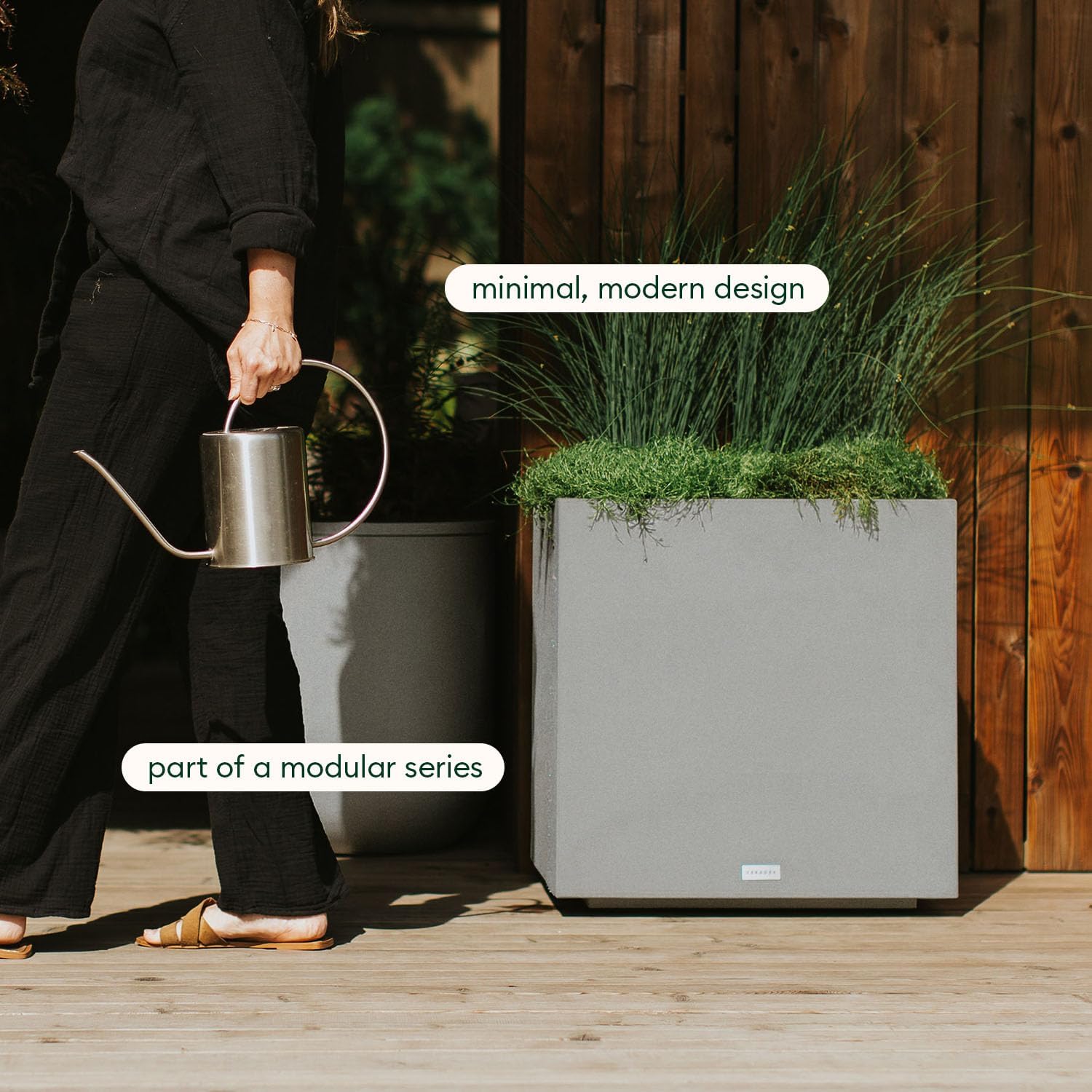 Veradek Block Series Cube Planter - Square Outdoor Planter | Made From Durable Plastic With Double-Walled Construction. Modern Porch/Patio Décor for Plants and Flowers