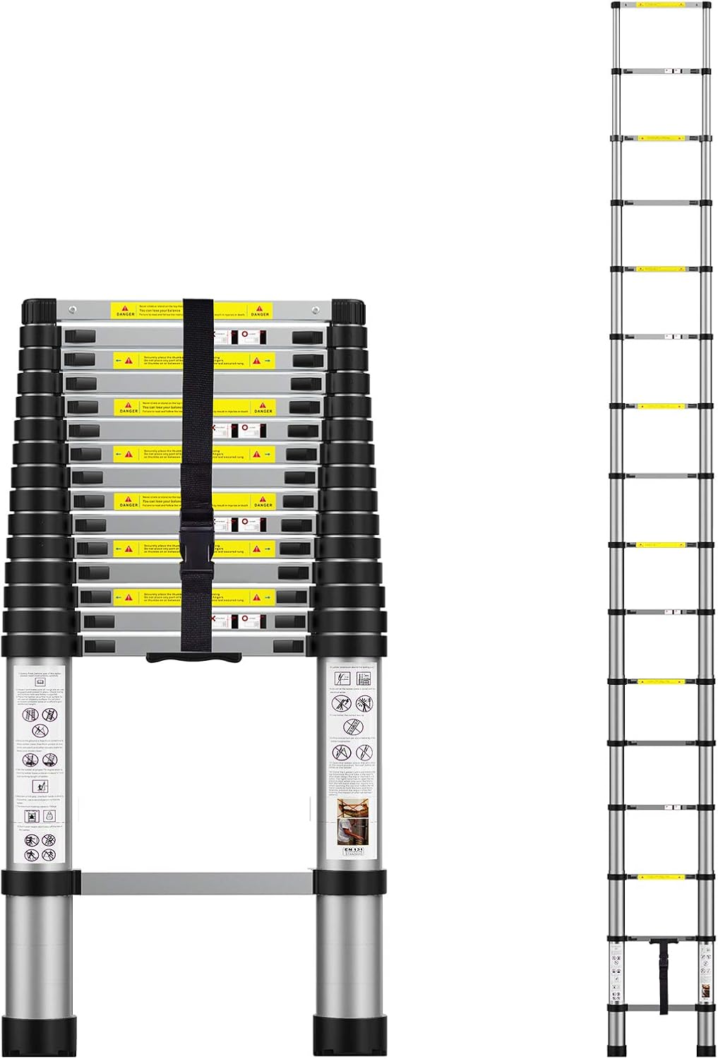 Telescoping Extension Ladder 12.5FT, Aluminum Telescopic Ladders with Carry Bag for Outdoor Indoor Use