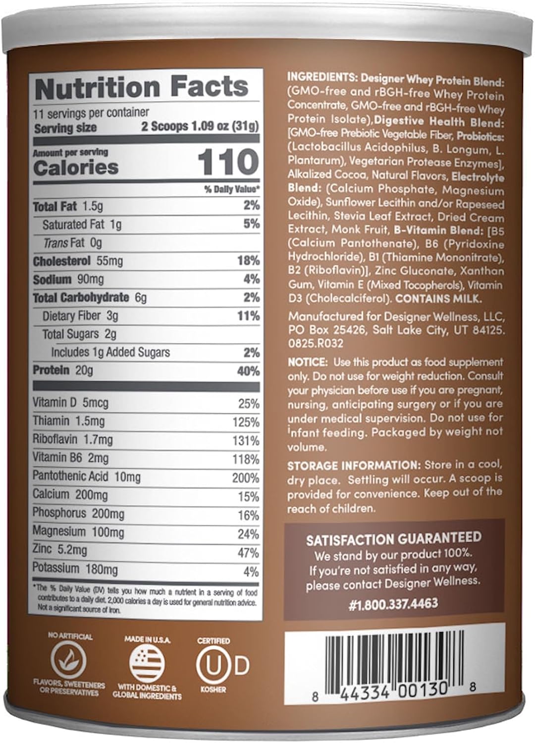 Designer Wellness, Vanilla, Designer Whey Protein Powder, 2 lb