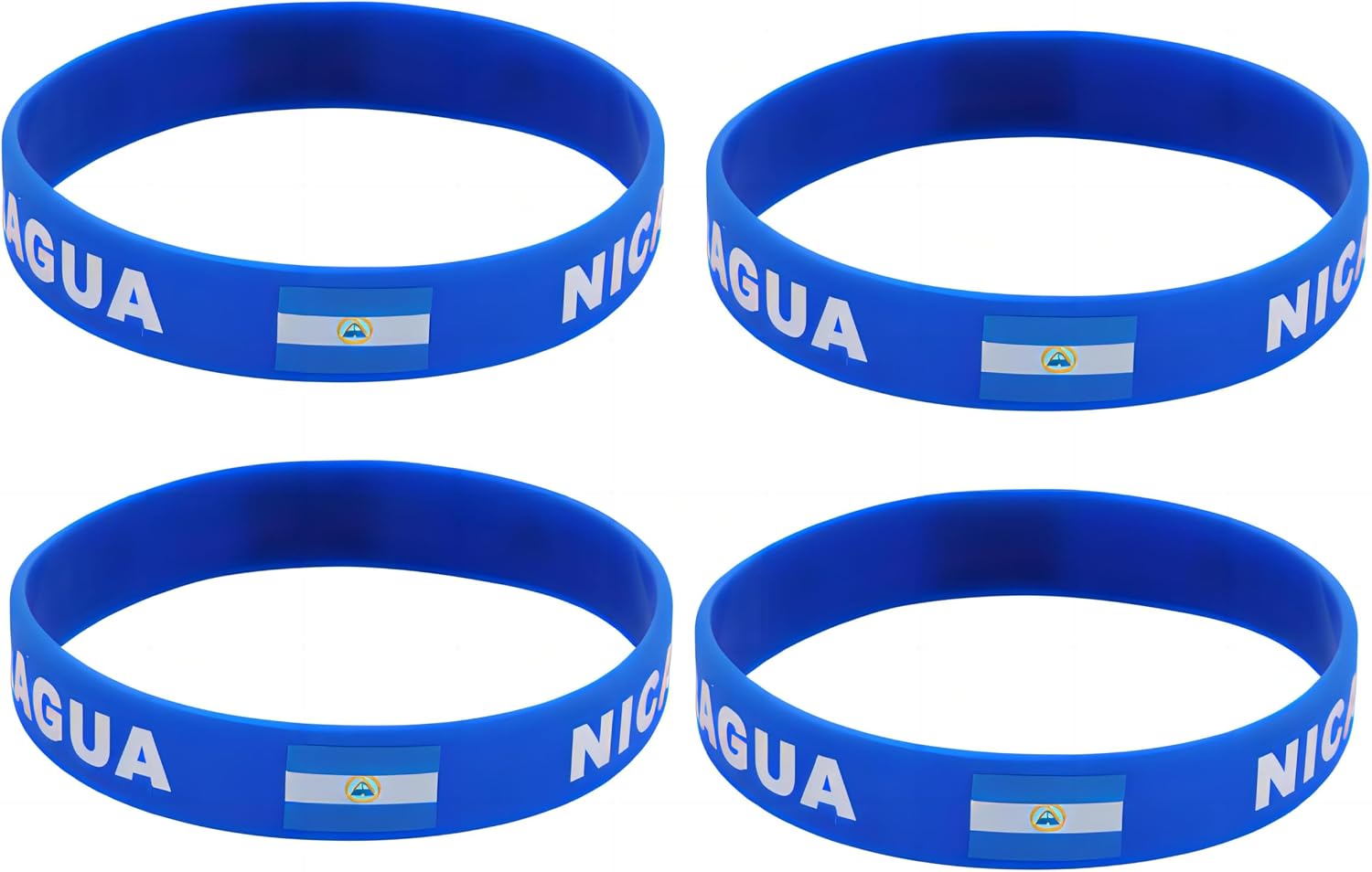 4 Nicaragua Flag Silicone Bracelets, Outdoor Sports Wristbands, Nicaragua Travel Souvenirs Casual Accessories