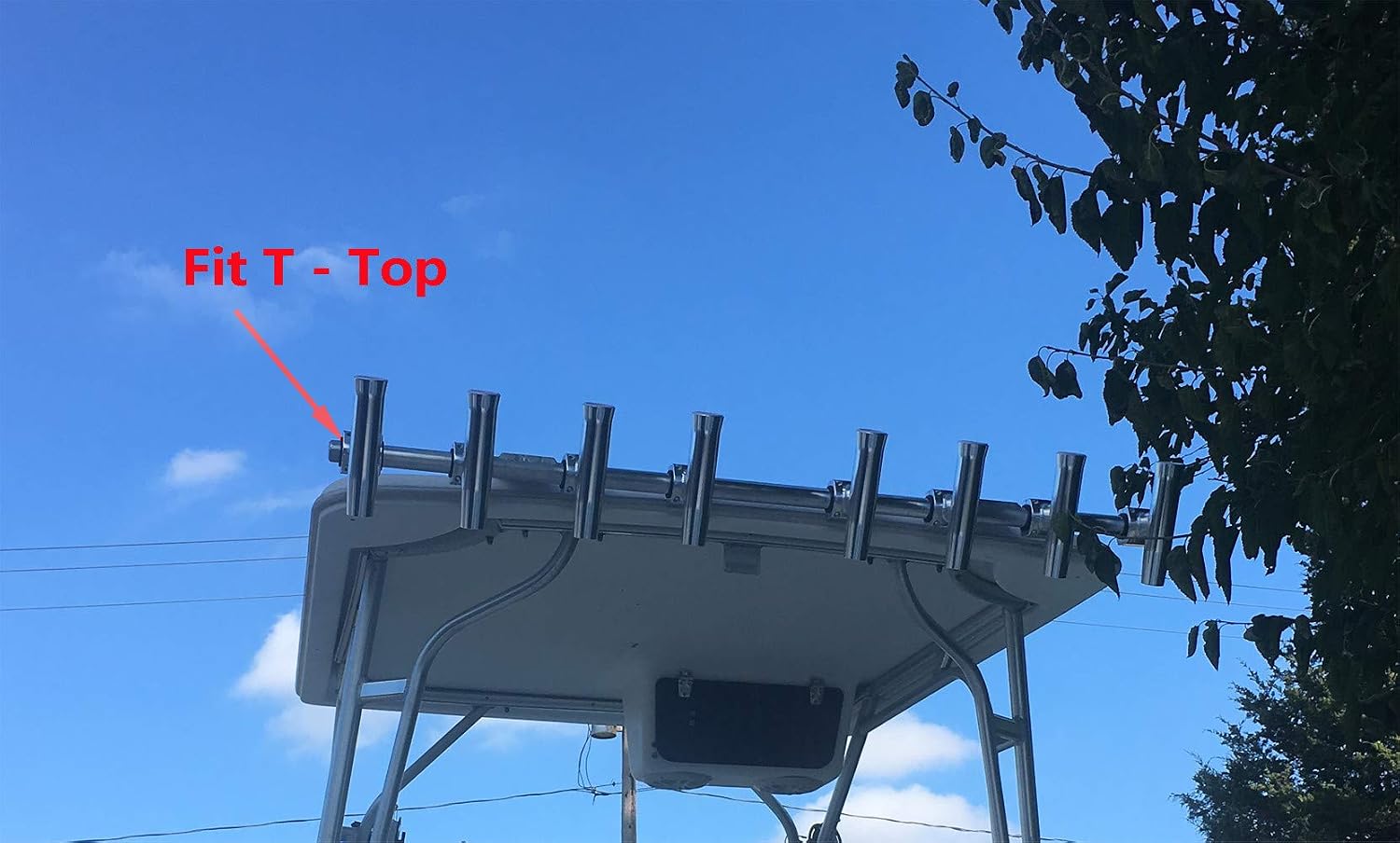 Brocraft Boat T-TOP Rod Holder/Clamp-On Rod Holder - Silver Aluminum - Horizontal Mount - Fits 1" to 2" O.D. Pipe