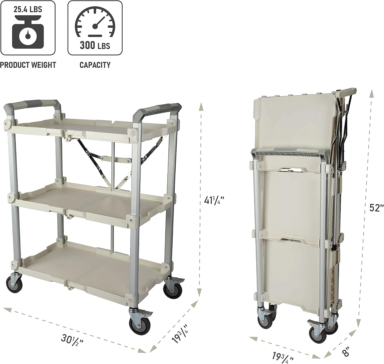 Olympia Tools 85-188 Pack-N-Roll Folding Collapsible Service Cart, 150LB Capacity, Black