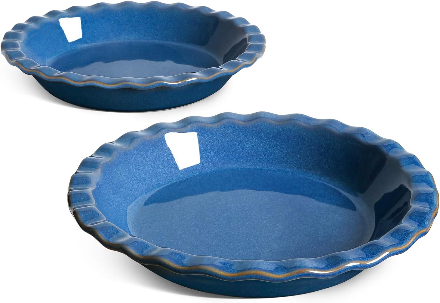 LE TAUCI Ceramic Pie Pans Plate for Baking, 9 inch Deep Dish Baking Dish, 52 ounce Bakeware for Apple Pecan Pie, Set of 2, White