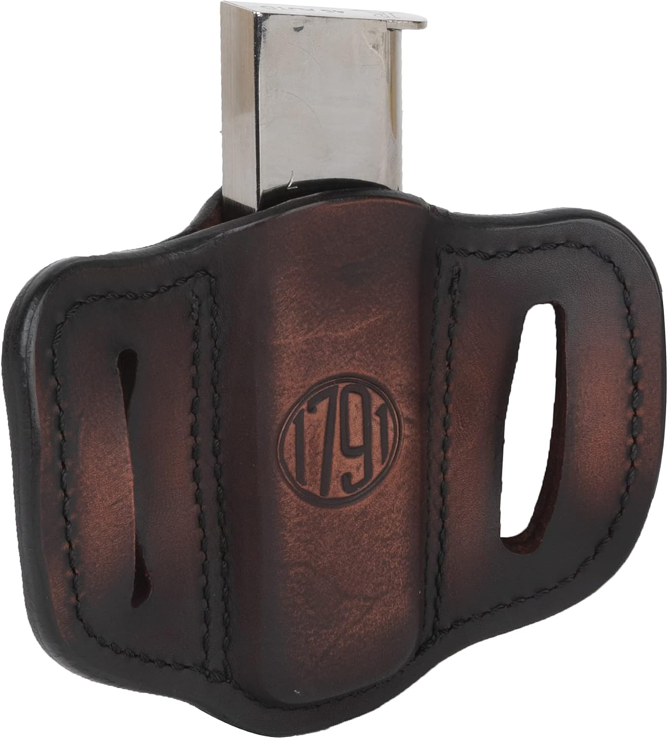 1791 Gunleather Magazine Pouch, OWB Single Stack 45 Leather Mag Holster | Leather magazine holder carries single stack 45 or 1911 mag securely, handcrafted with 100% American steerhide leather