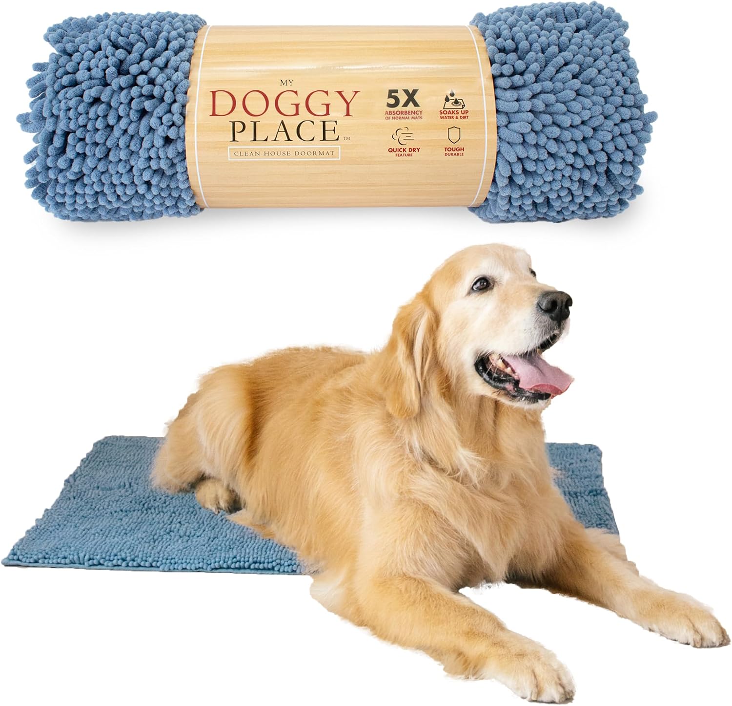 Dog Mud Mat, 31" x 20" Sage – Thick Microfiber Entry Rug for Snow, Mud & Salt – Absorbent, Quick-Dry, Washer-Safe & Non-Slip, Medium