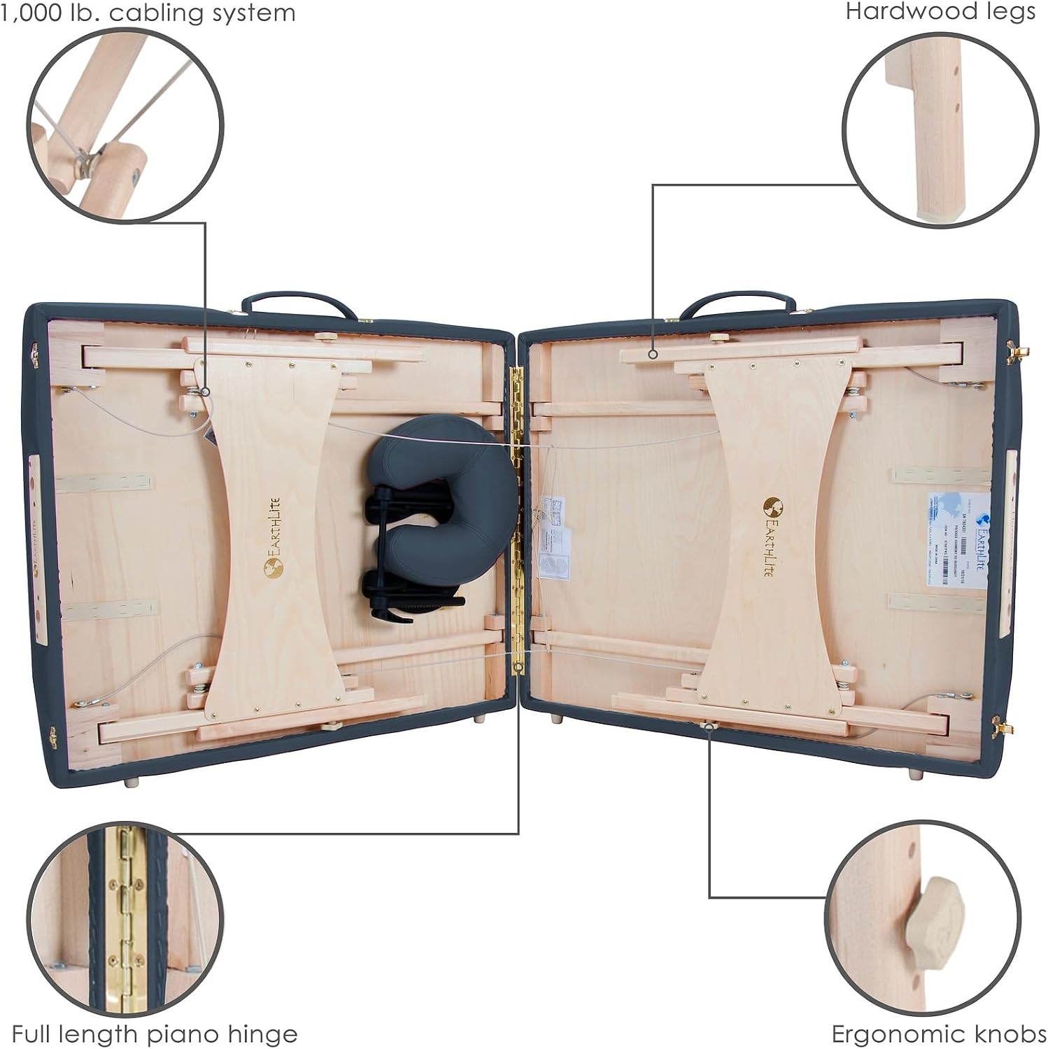 EarthLite Harmony DX Portable Massage Table Package, Includes Table + Face Cradle + Carrying Case, 30" x 73, Black