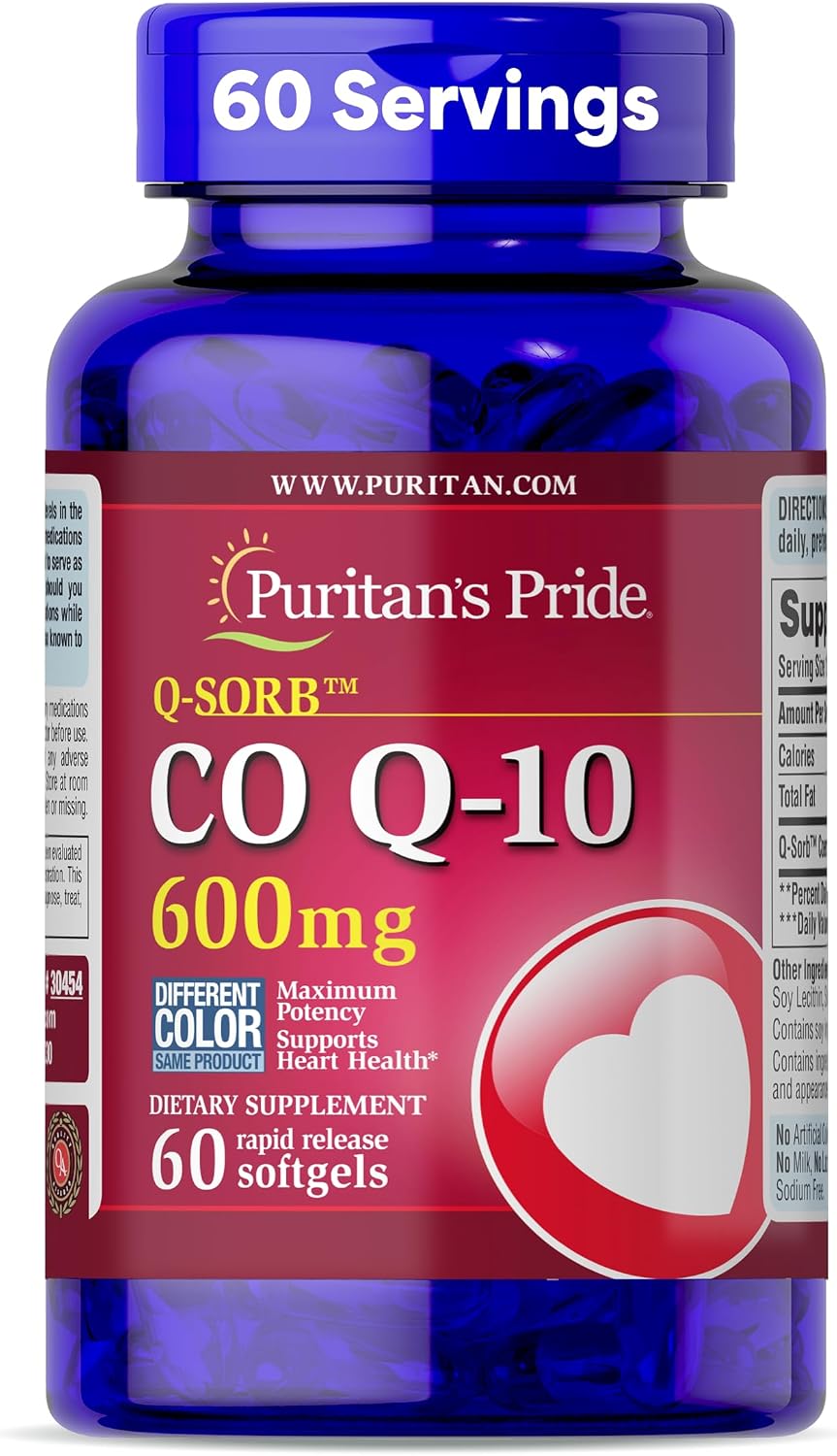 Puritan's Pride Coenzyme CoQ10 600mg, Rapid Release Softgels