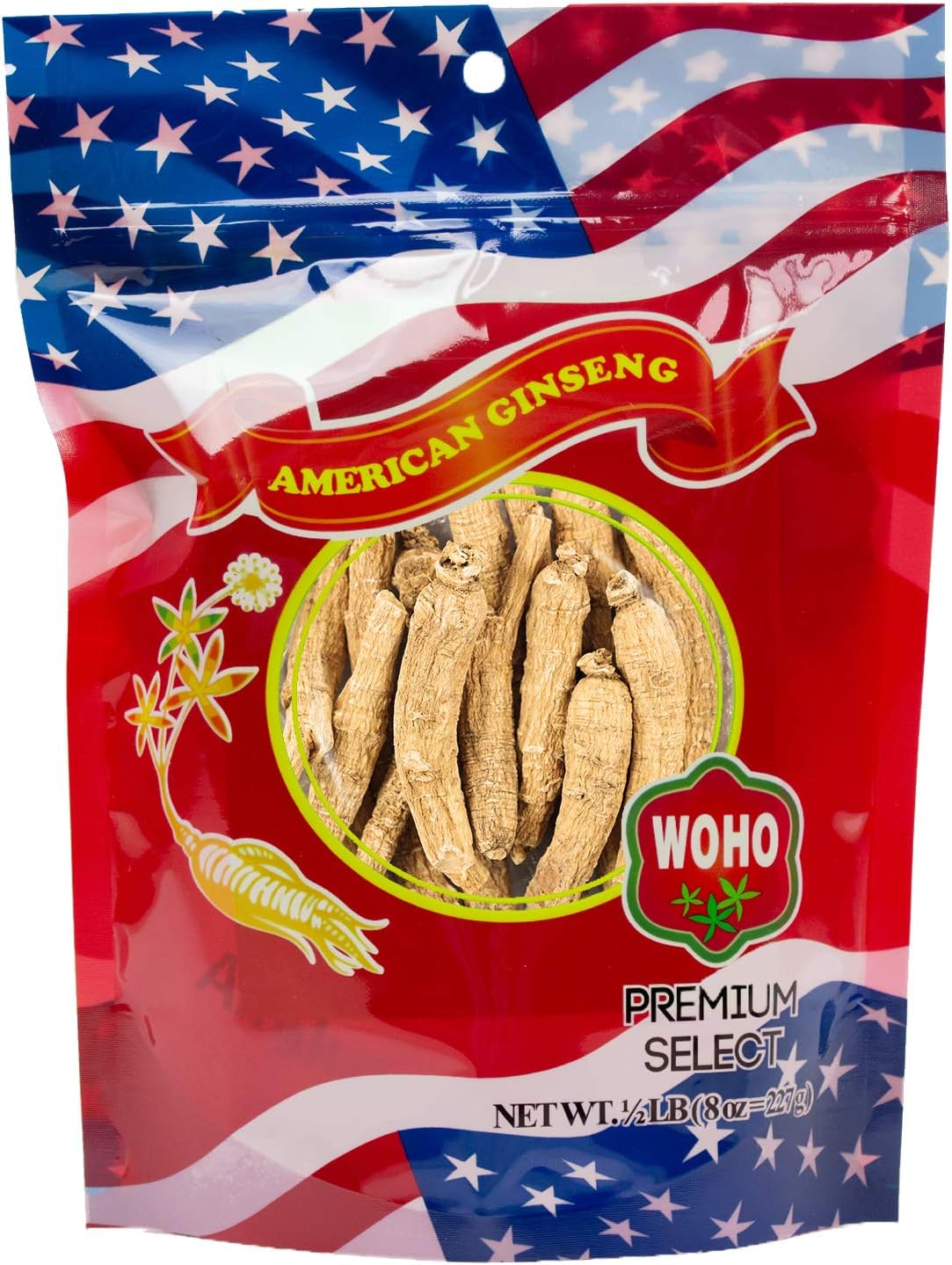 Long Large #101.8 American Ginseng Roots 8 Oz Bag