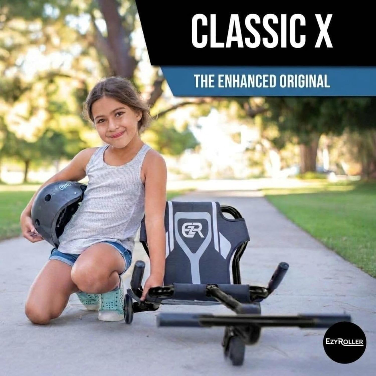 EzyRoller Classic X Ride On Toy for Kids, Ages 3-12, Up to 154 lbs - Black