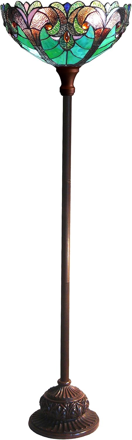 Chloe Lighting CH18780VG15-TF1 Liaison Tiffany-Style 1 Light Victorian Torchiere Floor Lamp, 15" x 15" x 71"